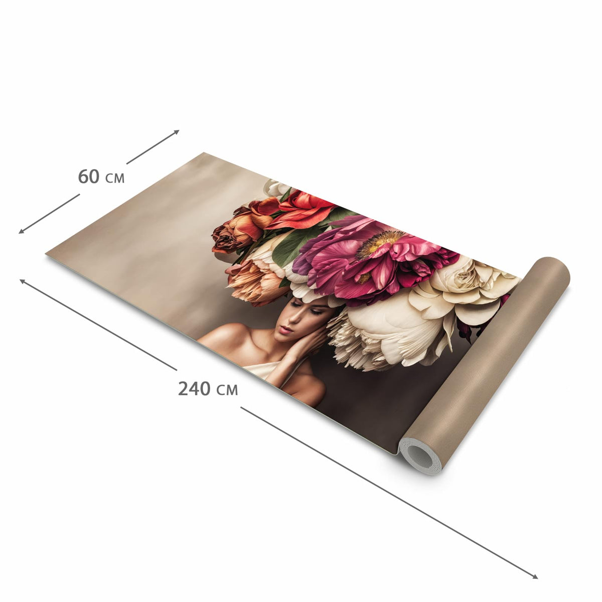 Schmutzabweisender Küchenläufer mit Motiv Blumenhut Portrait in der Grösse 80x200 cm