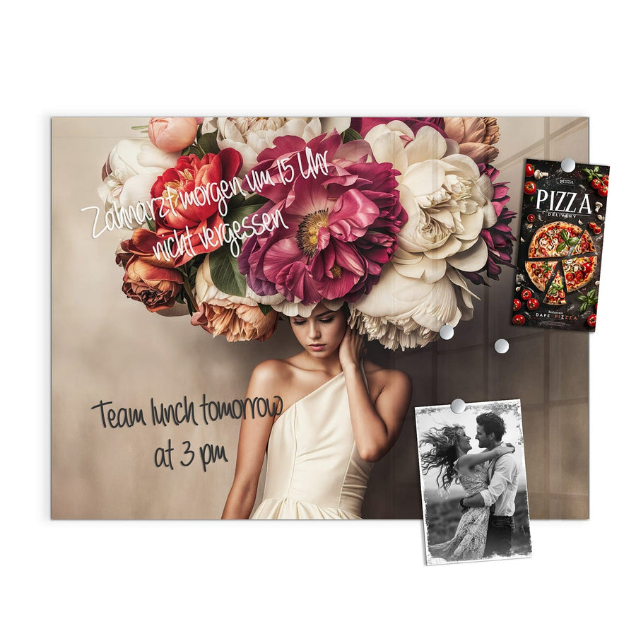 Maße Magnettafel - Frau mit Blumenhut