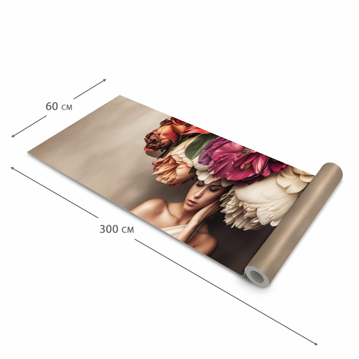 Langlebiger rutschfester Küchenläufer mit Motiv Blumenhut Portrait in der Grösse 80x200 cm