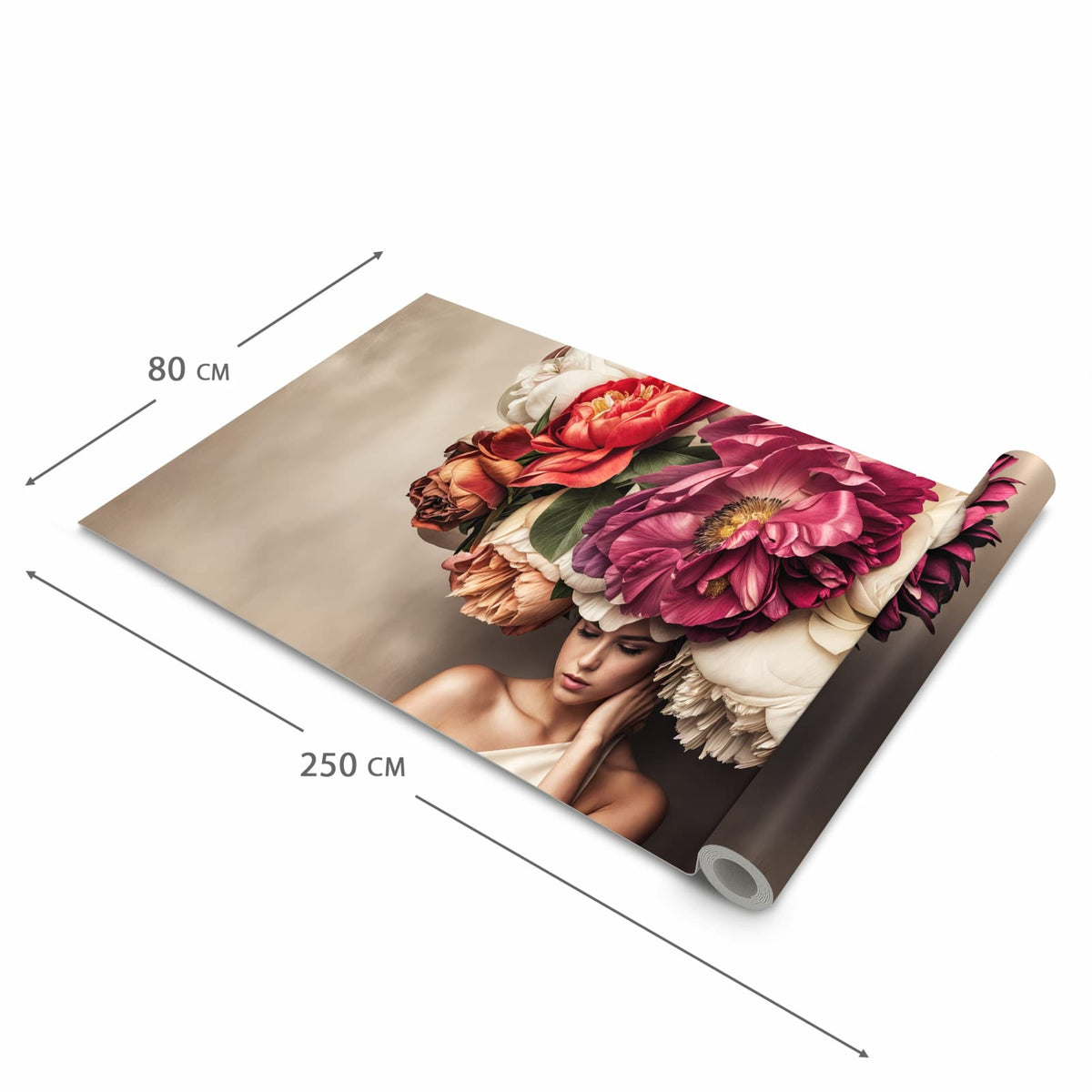 Komfortabler rutschfester Küchenläufer mit Motiv Blumenhut Portrait in der Größe 80x200 cm