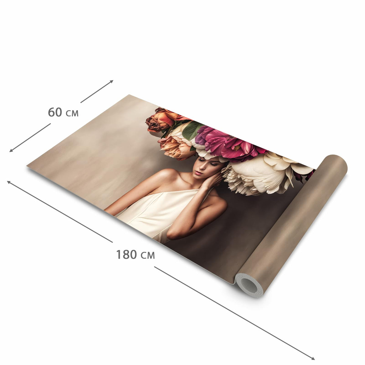 Fleckenresistenter Küchenläufer mit Motiv Blumenhut Portrait in der Grösse 80x200 cm