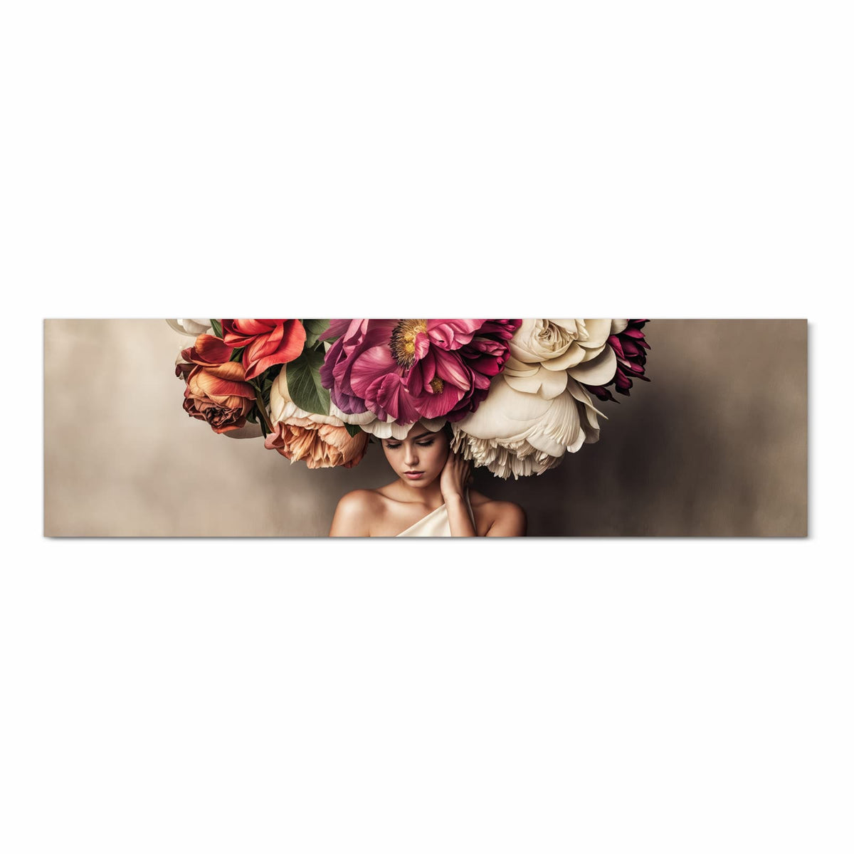 Komfortabler Küchenteppich mit Motiv Blumenhut Portrait in Frontansicht für angenehmes Stehen