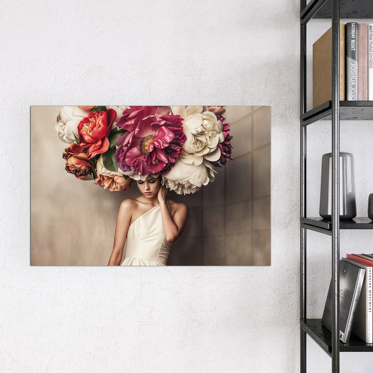Magnettafel - Frau mit Blumenhut – Frau mit übergroßem Blumenhut
