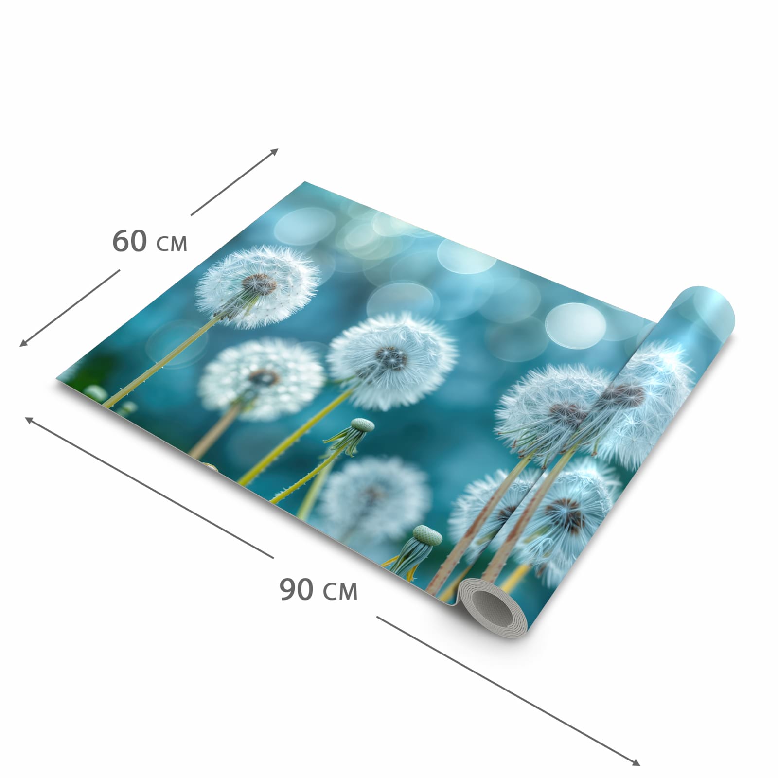 Farbbeständiger Küchenteppich mit Motiv Löwenzahnwiese in der Grösse 80x200 cm