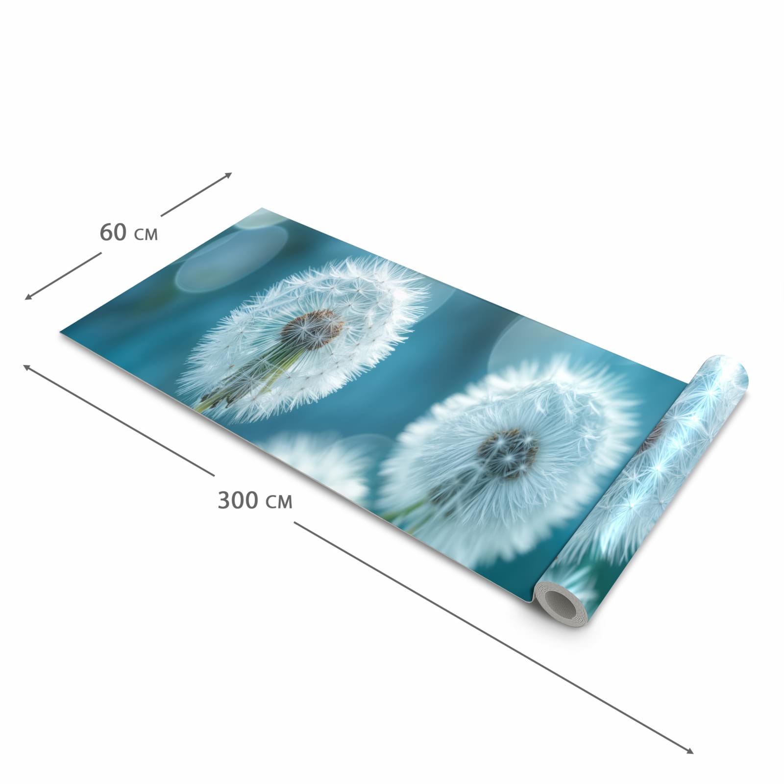 Bodenschonender waschbarer Küchenteppich mit Motiv Löwenzahnwiese in der Grösse 80x200 cm