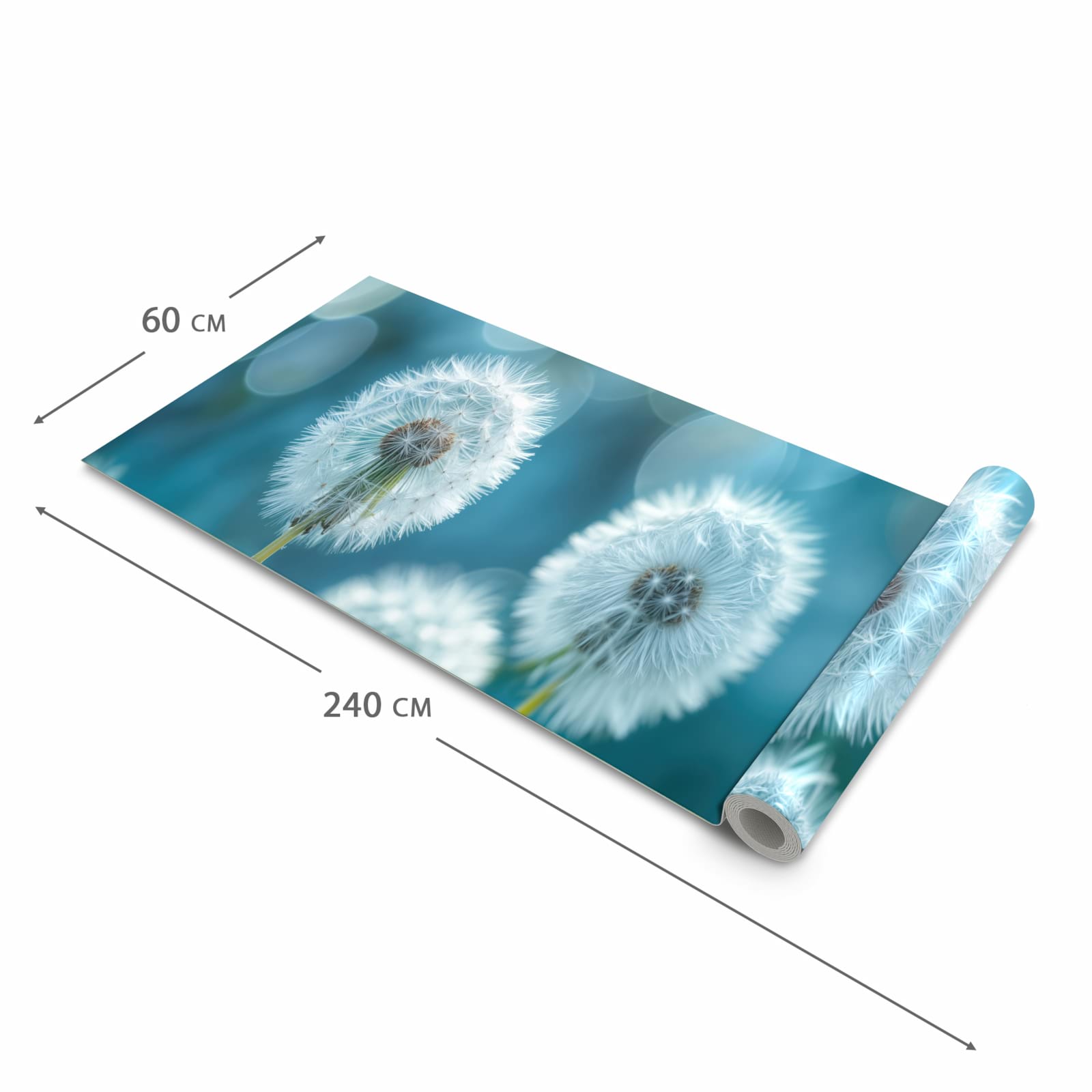 Bodenschonender Bodenläufer Teppich mit Motiv Löwenzahnwiese in der Grösse 80x200 cm