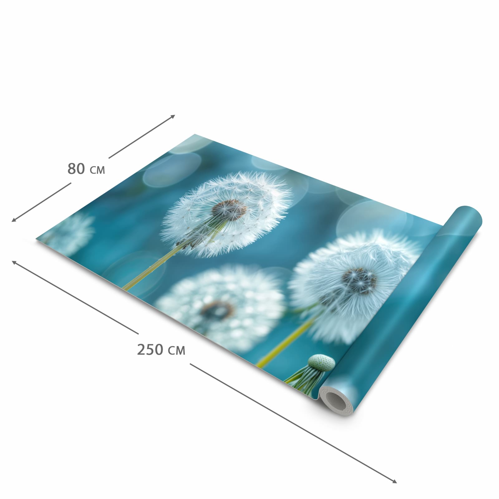 Küchenteppich mit Motiv Löwenzahnwiese in der Grösse 80x200 cm zum sicheren Aufbewahren