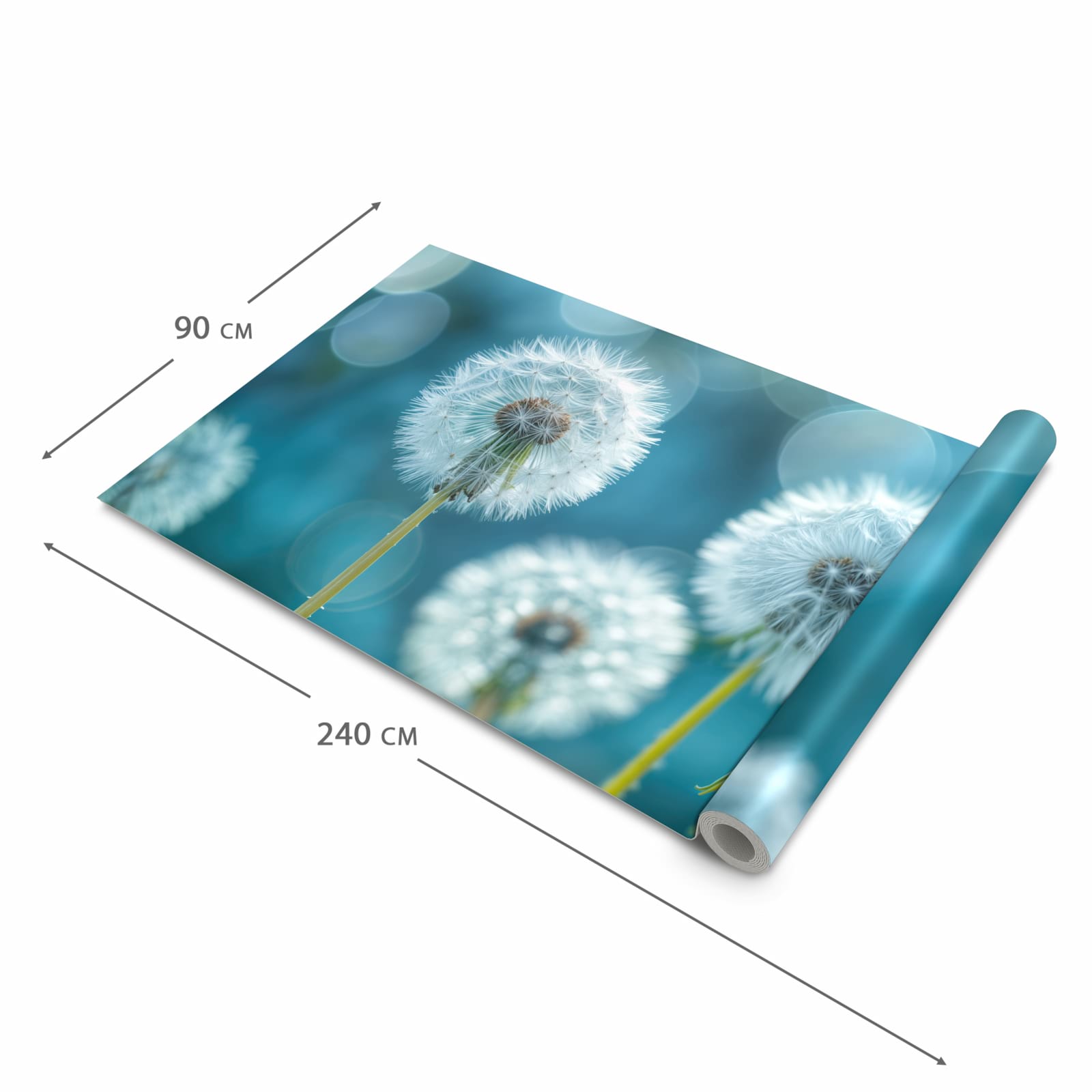UV-beständiger rutschfester Küchenteppich mit Motiv Löwenzahnwiese in der Grösse 80x200 cm