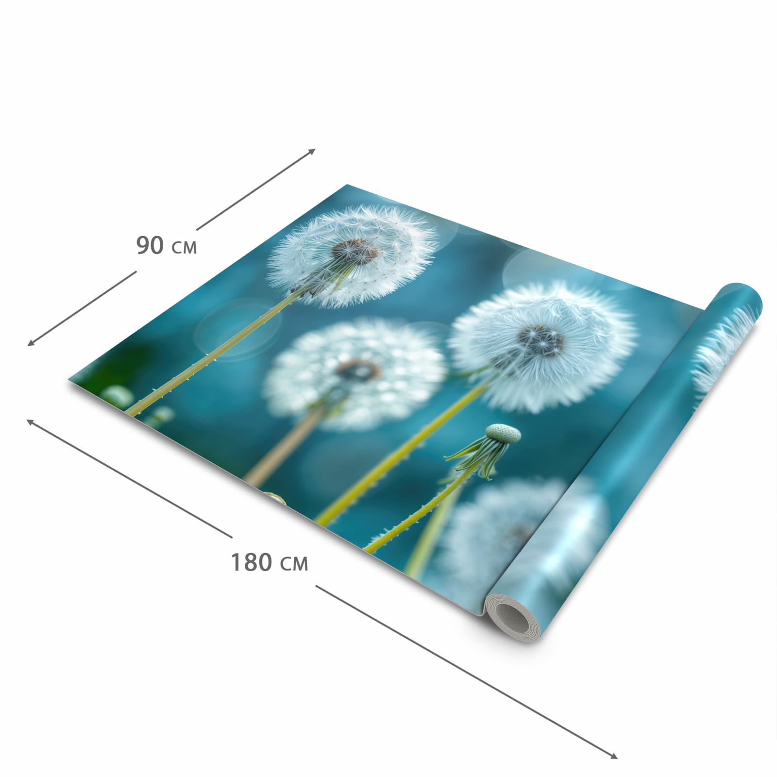 Abriebfester großer Küchenteppich mit Motiv Löwenzahnwiese in der Größe 80x200 cm