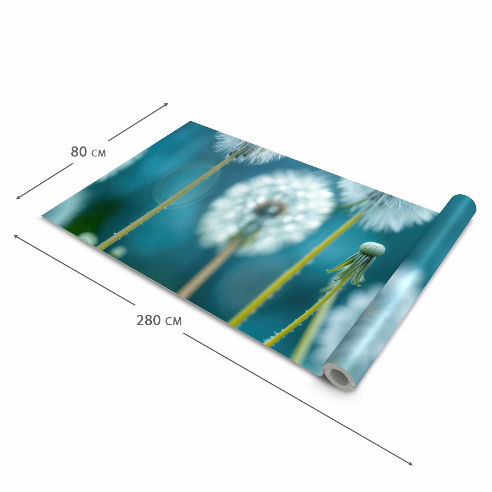 Zeitsparender waschbarer Küchenteppich mit Motiv Löwenzahnwiese in der Grösse 80x200 cm