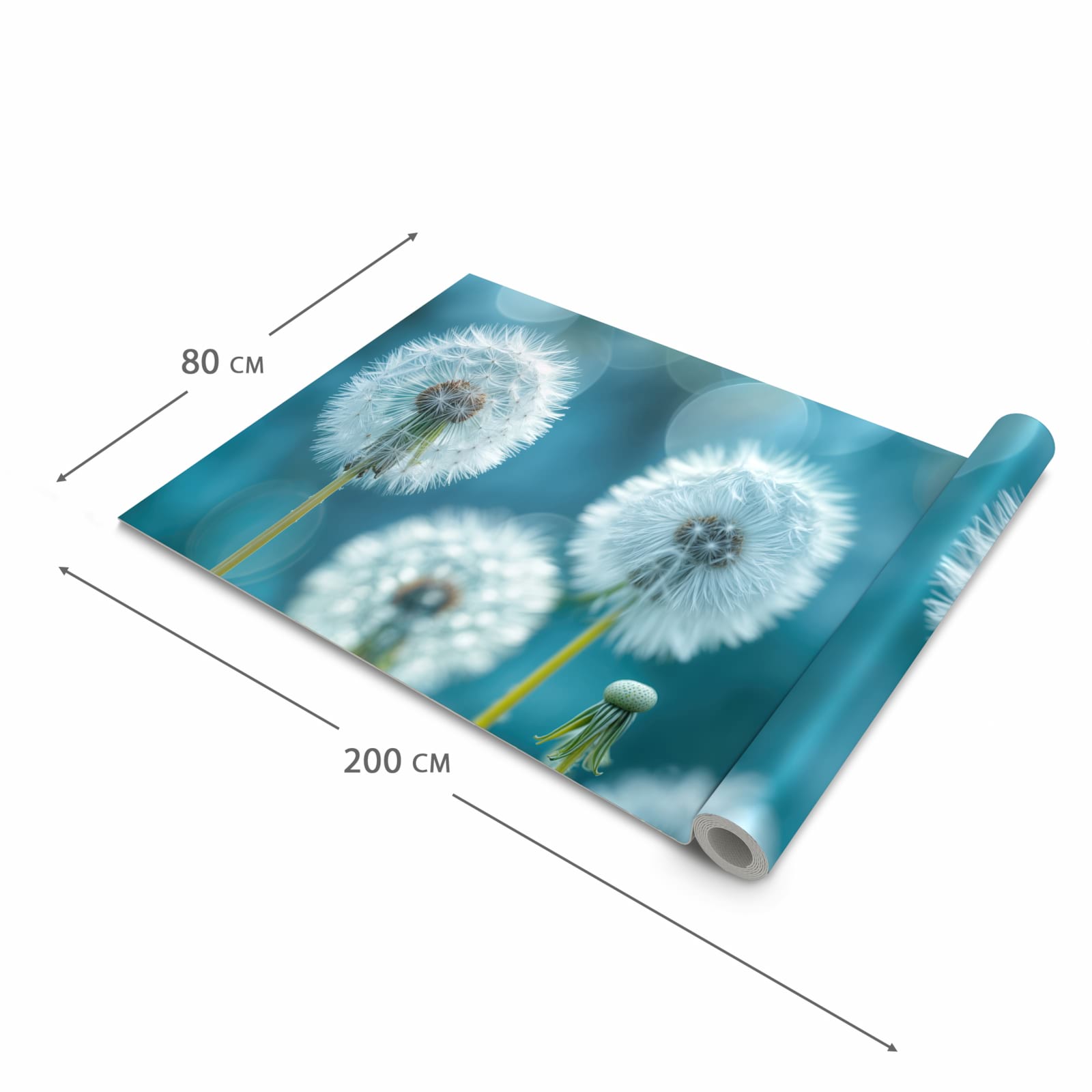 Formstabiler rutschfester Küchenteppich mit Motiv Löwenzahnwiese in der Grösse 80x200 cm