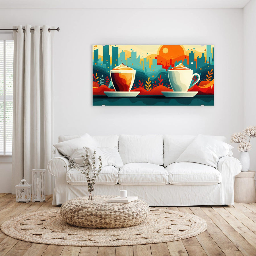 Maße Wandbild - Kaffee mit Stadtblick - Querformat