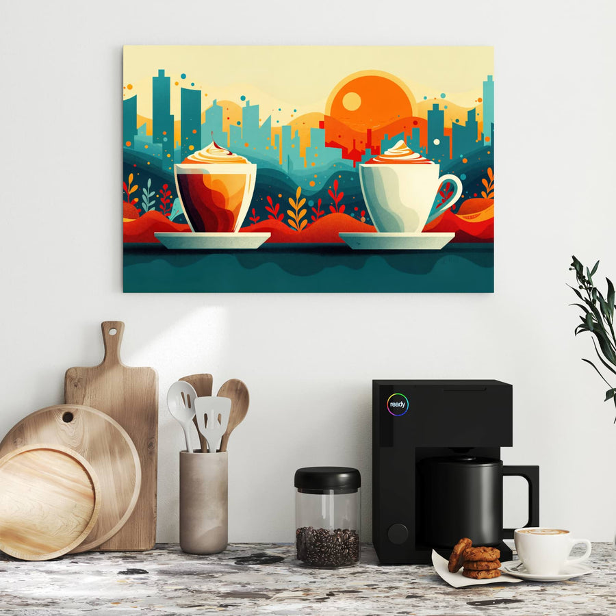 Maße Metall Magnettafel - Kaffee mit Stadtblick