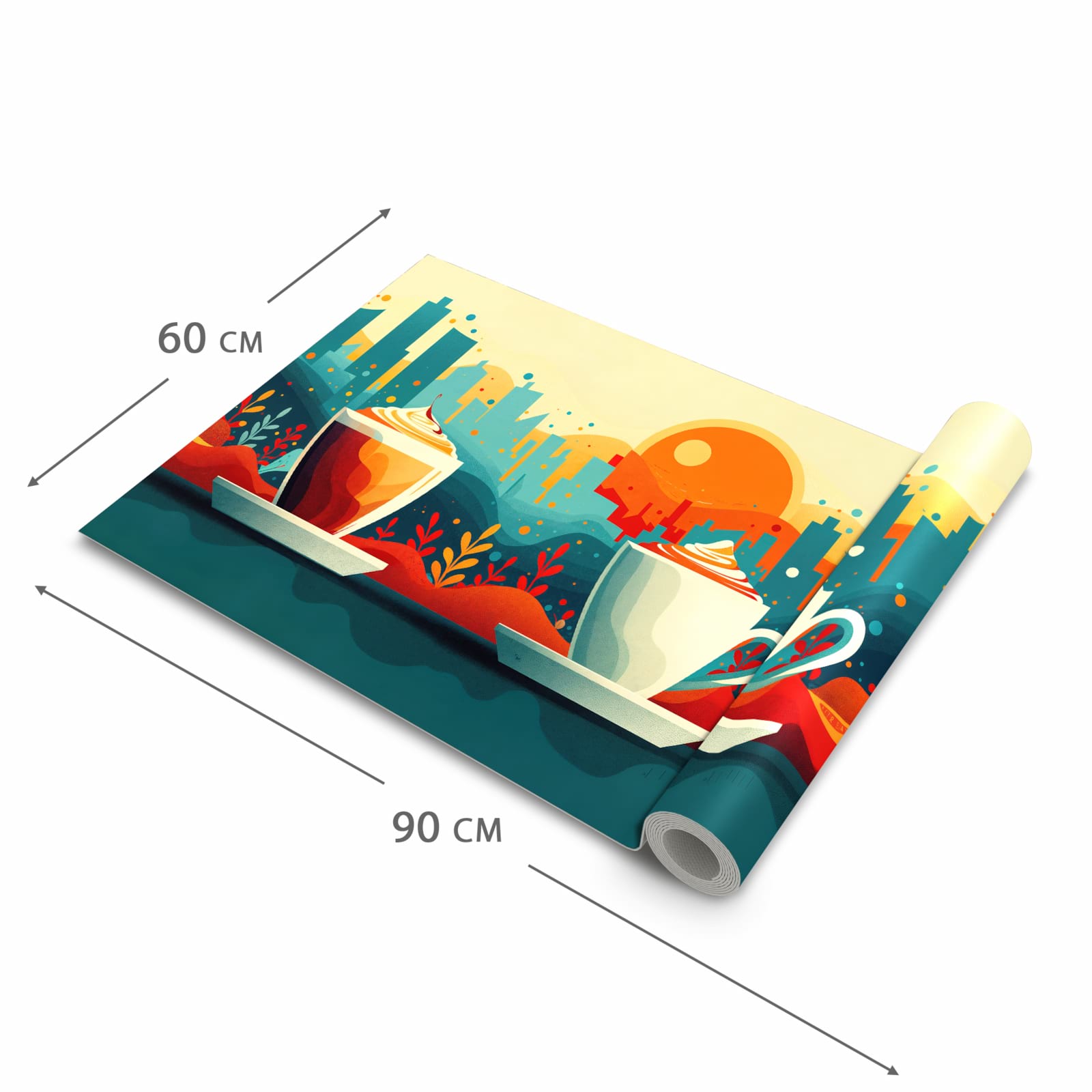 Komfortabler langer Teppich mit Motiv Kaffee Am Abend in der Grösse 60x90 cm