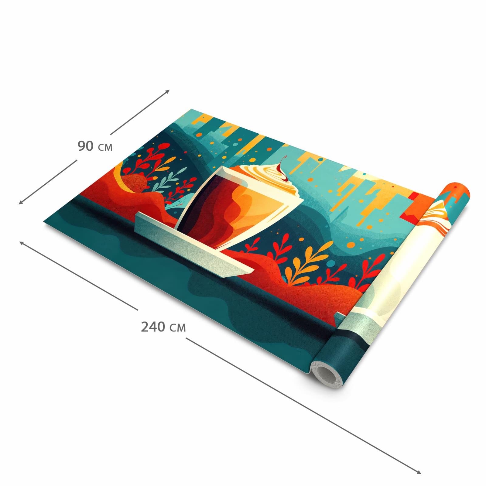 Waschbarer Teppich fürs Esszimmer mit Motiv Kaffee Am Abend in der Größe 60x90 cm