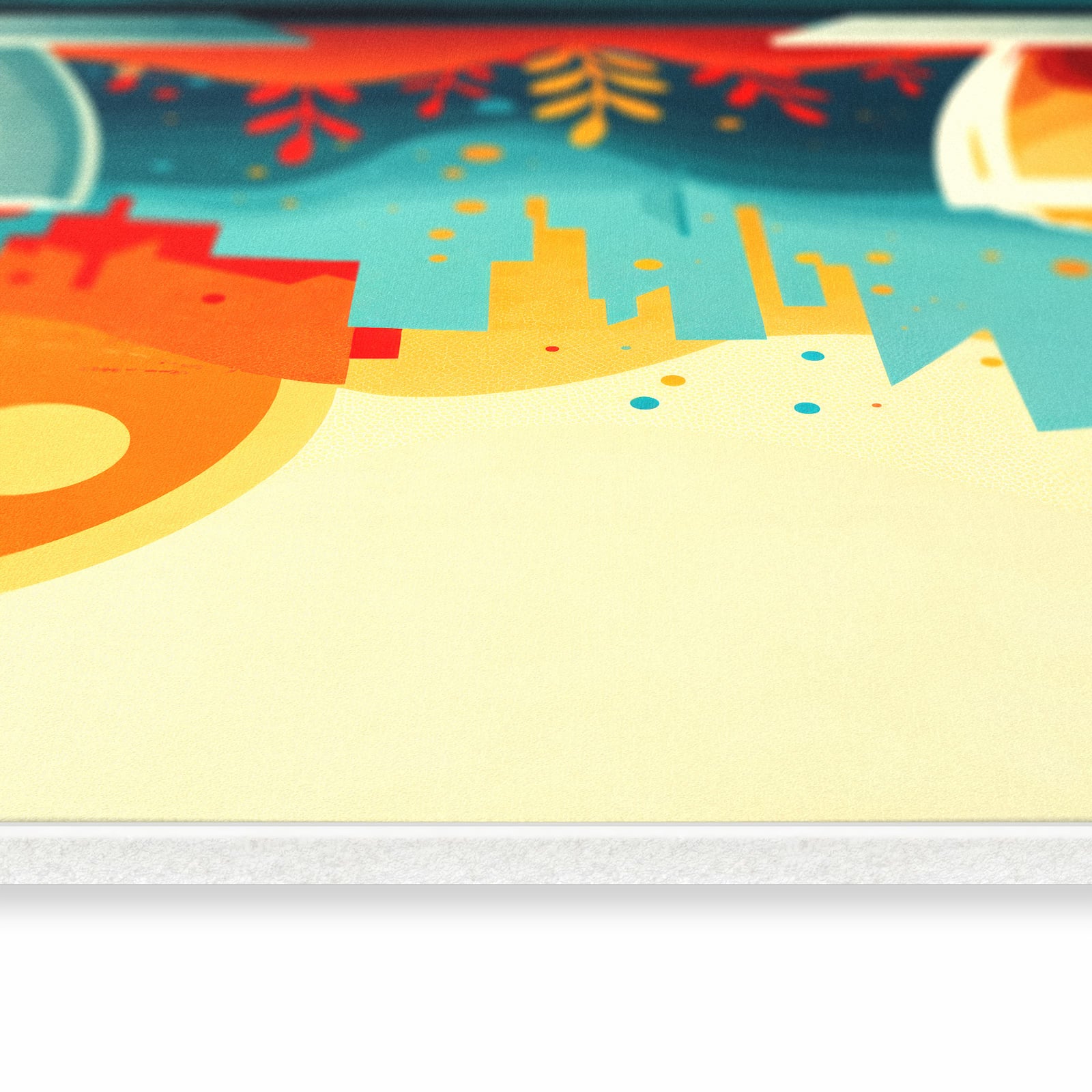 Geruchsneutraler dünner Teppich mit Motiv Kaffee Am Abend in seitlicher Ansicht