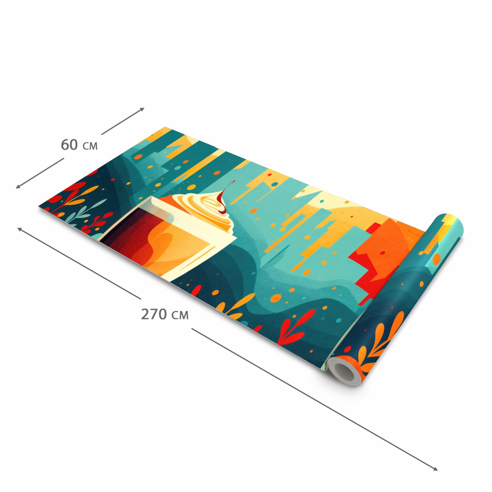 Flacher waschbarer Läufer Küche mit Motiv Kaffee Am Abend in der Größe 60x90 cm