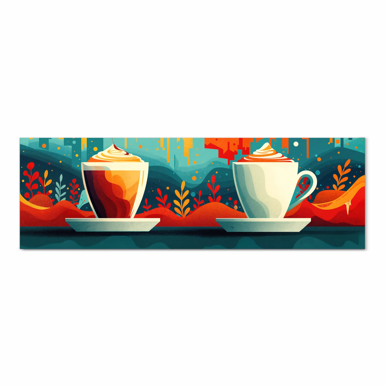 Langlebiger waschbarer Küchenteppich mit Motiv Kaffee Am Abend in Frontansicht