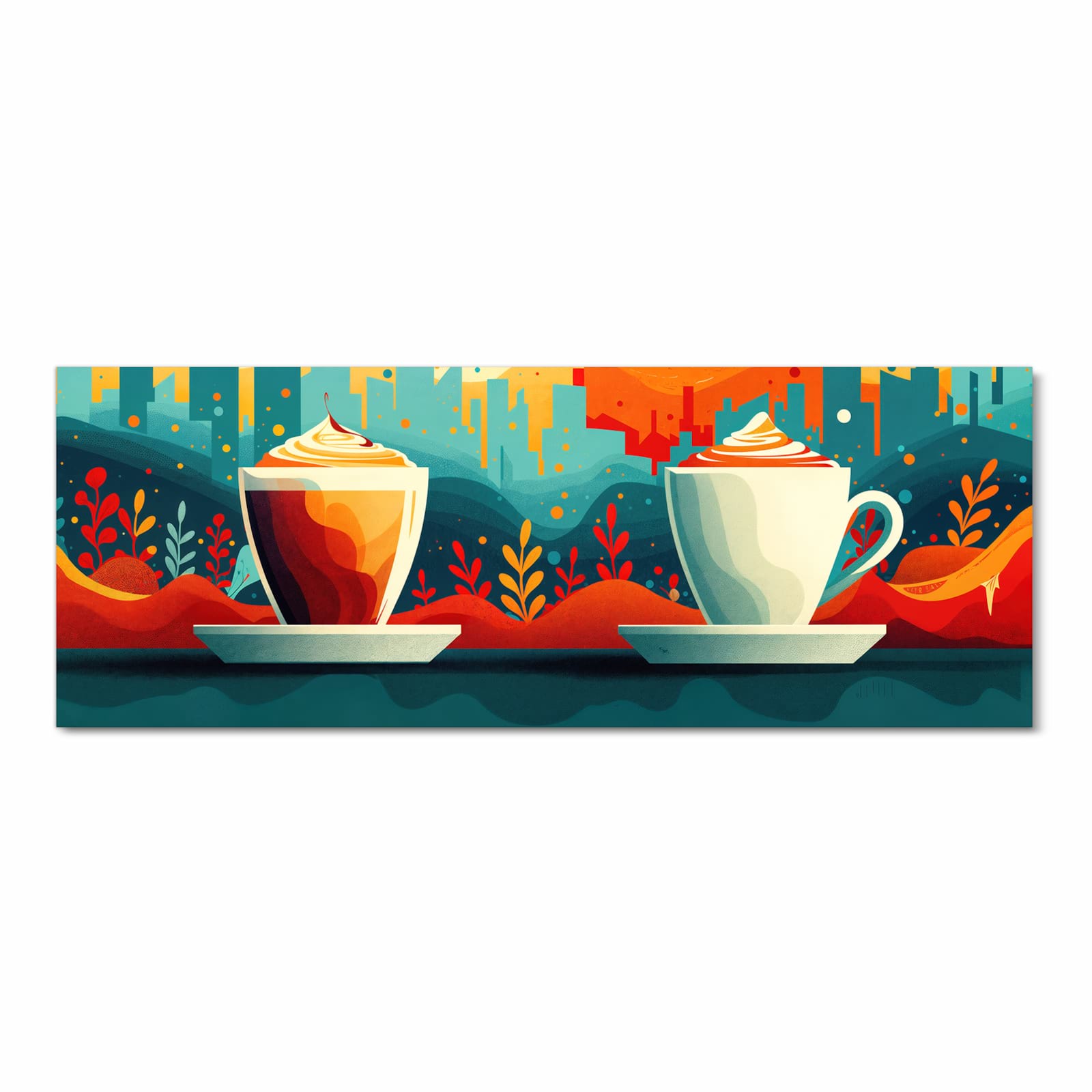 Komfortabler waschbarer Küchenteppich mit Motiv Kaffee Am Abend in Frontansicht