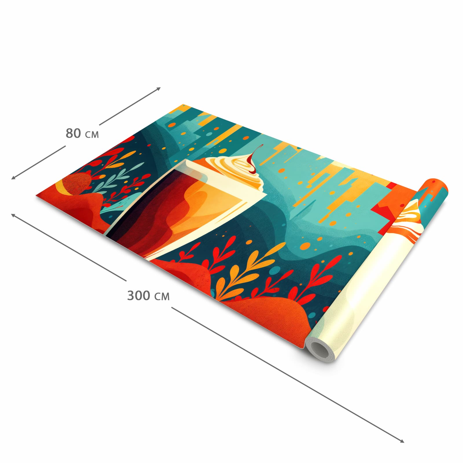 Hygienischer rutschfester Teppich mit Motiv Kaffee Am Abend in der Grösse 60x90 cm