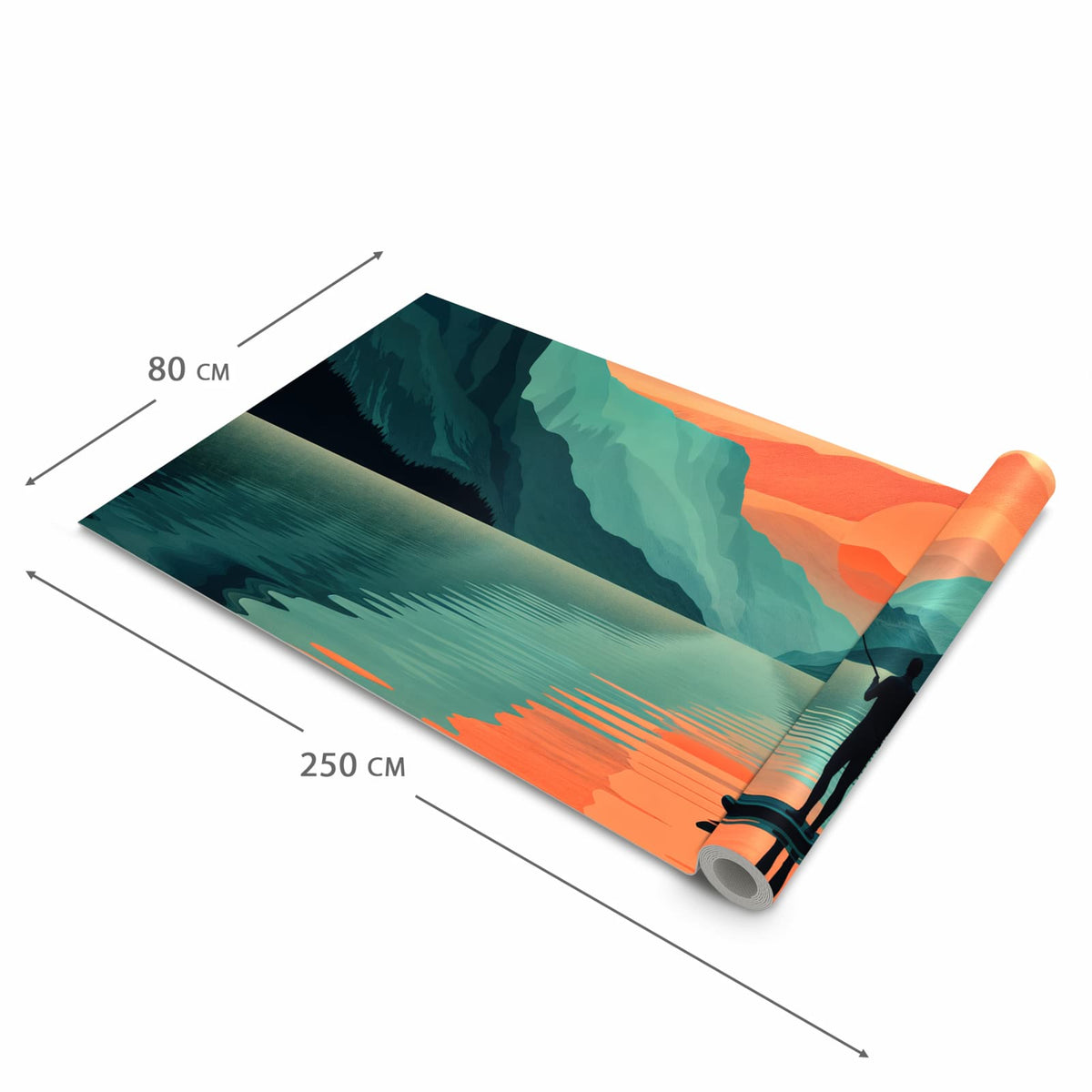 Geräuschdämpfender Läufer für die Küche mit Motiv Sonnenuntergang Paddler in der Größe 60x90 cm