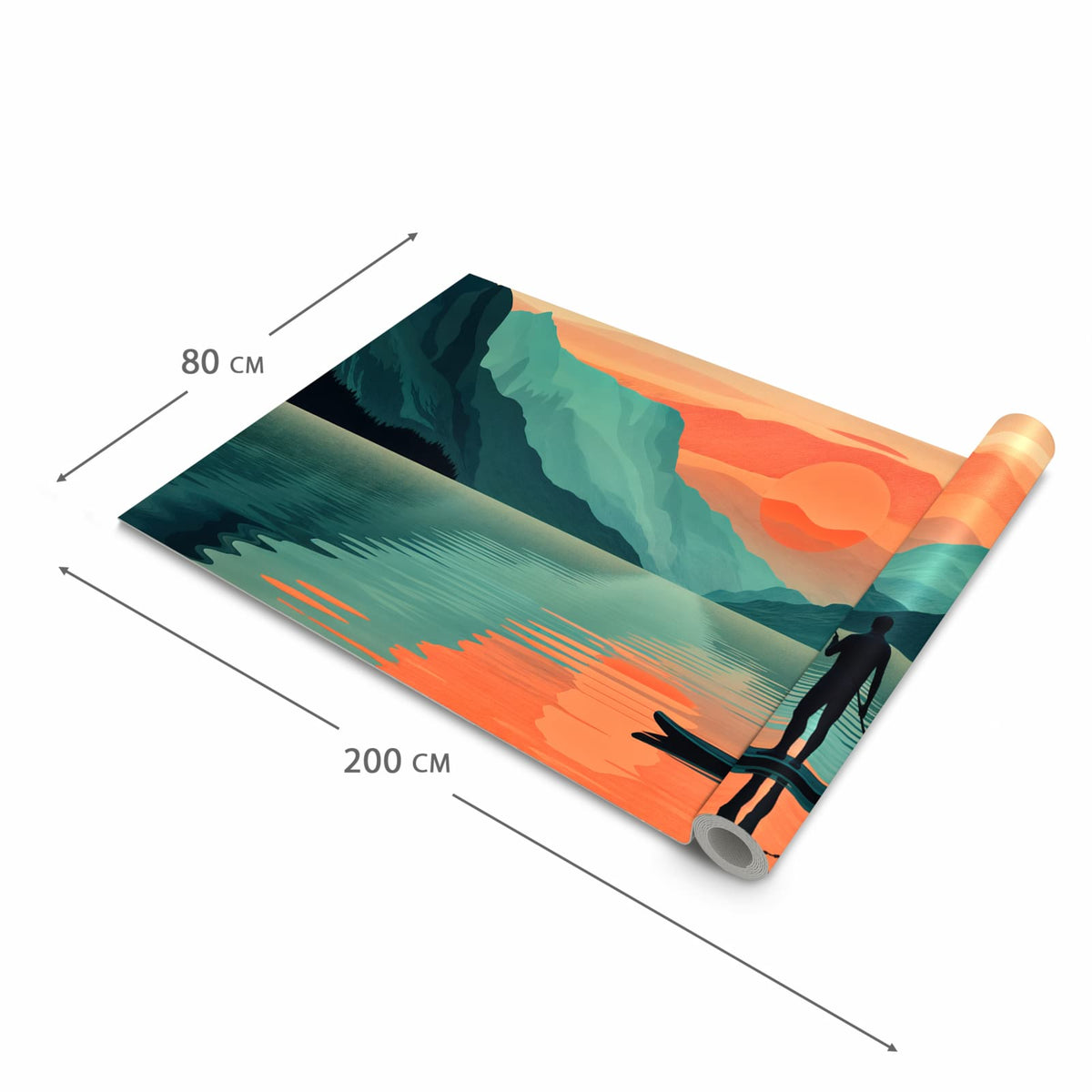 Zeitsparender Küchenteppich mit Motiv Sonnenuntergang Paddler in der Grösse 60x90 cm