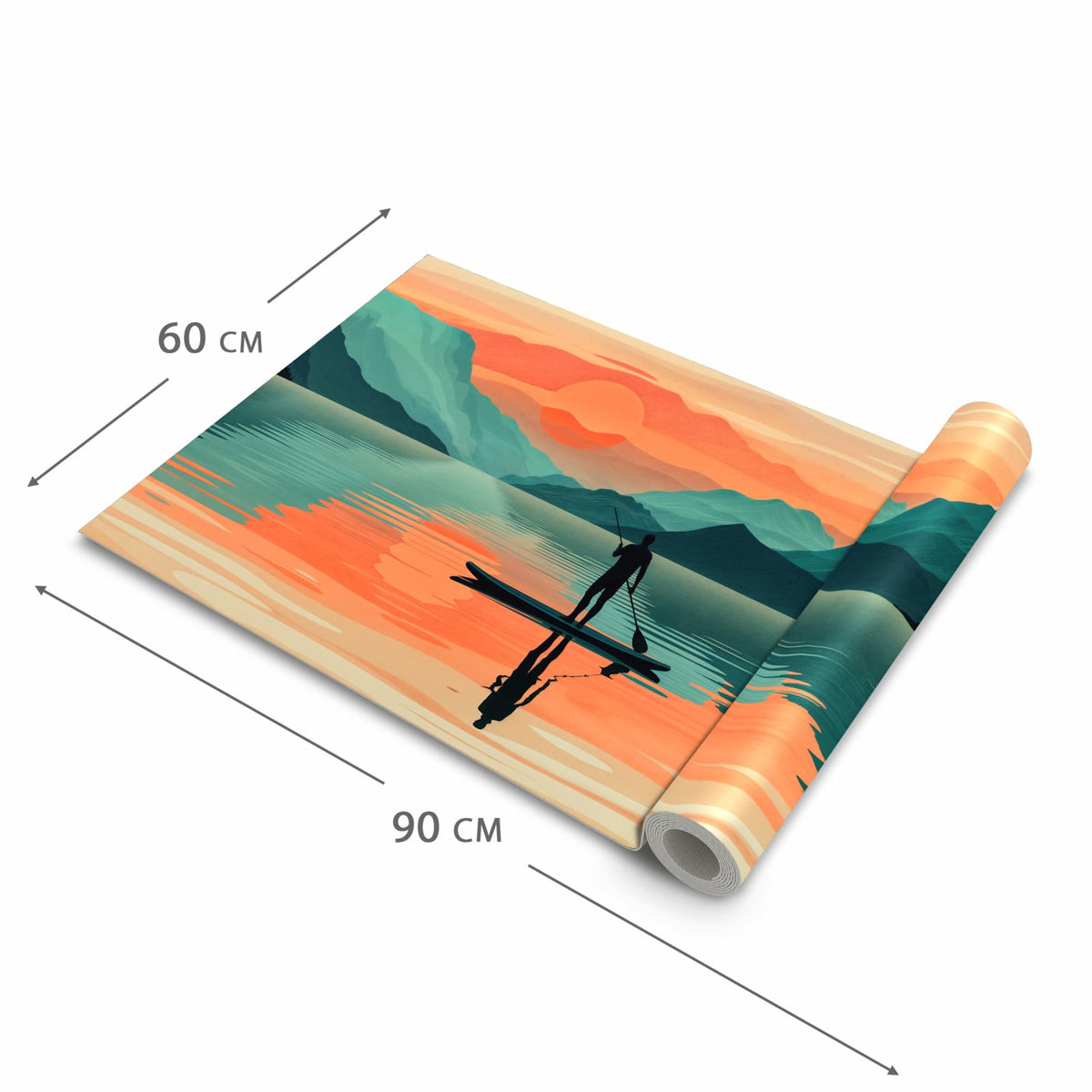 Küchenteppich mit Motiv Sonnenuntergang Paddler in der Grösse 60x90 cm für sichere Aufbewahrung