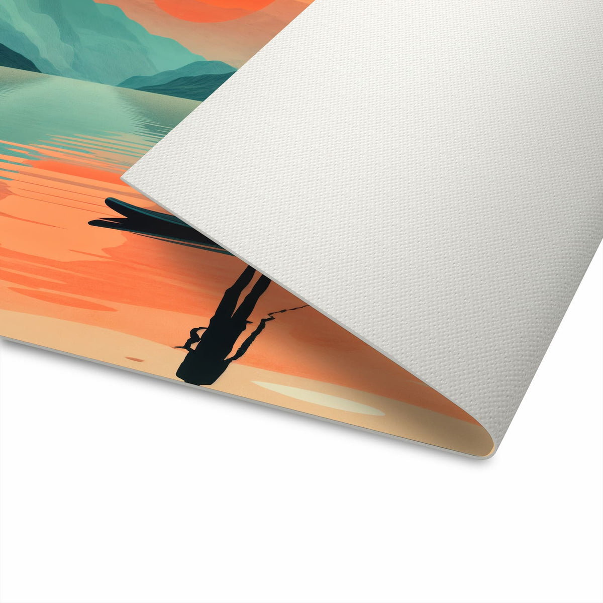 Pflegeleichter Küchenteppich mit Motiv Sonnenuntergang Paddler in der Unterseite