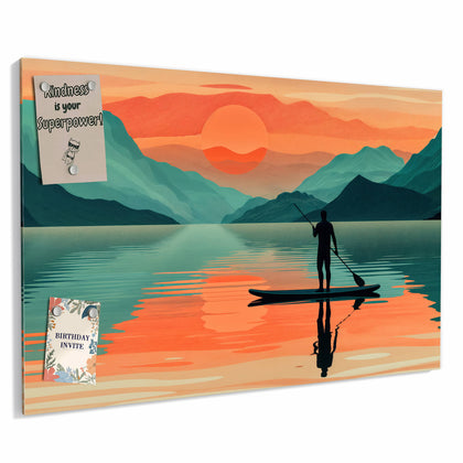 Metall Magnettafel mit dem Motiv Paddler im Abendrot