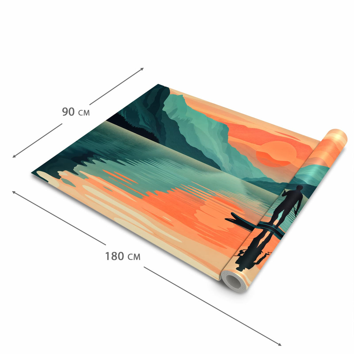 Komfortabler Küchenteppich mit Motiv Sonnenuntergang Paddler in der Grösse 60x90 cm