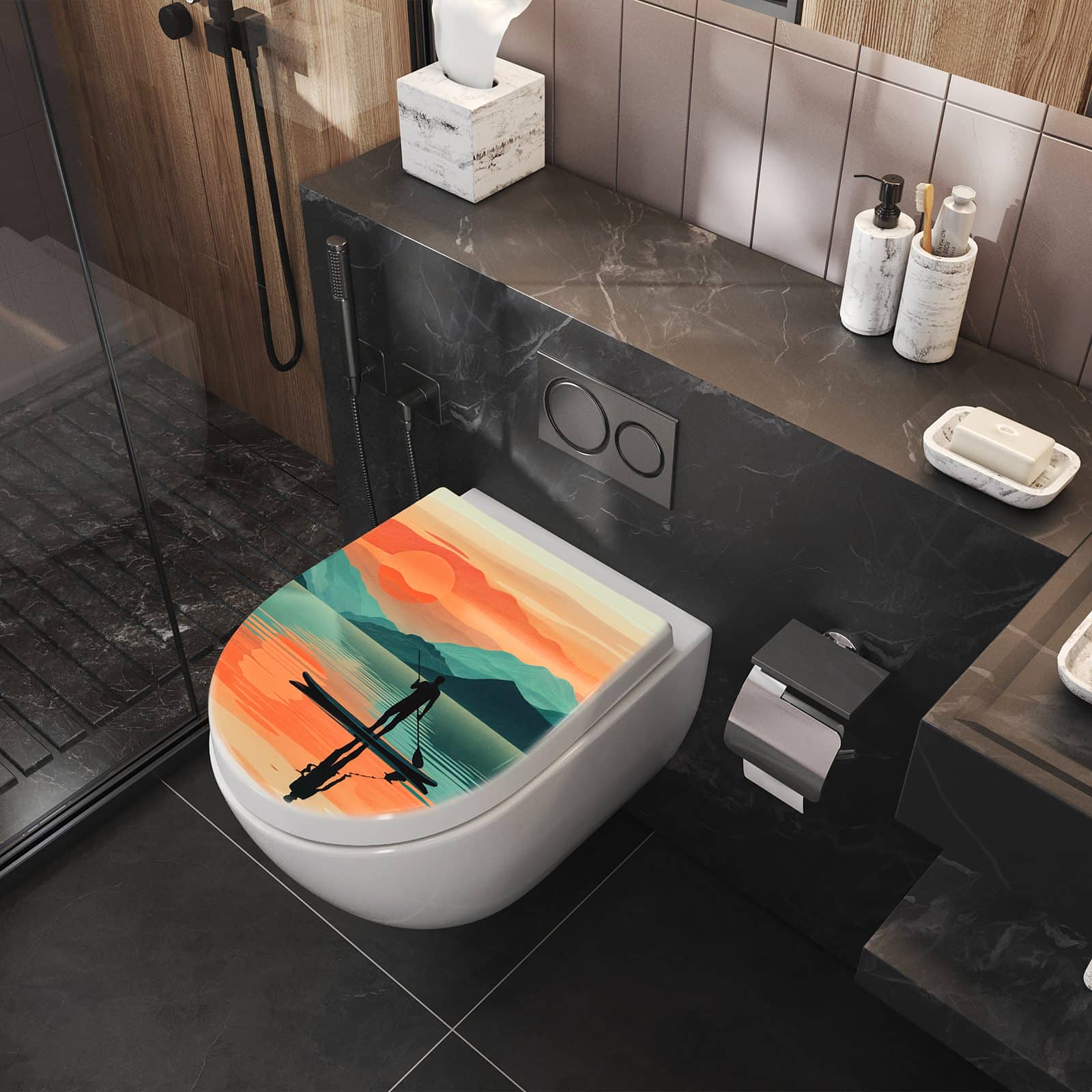 WC-Sitz mit Absenkautomatik Sonnenuntergang Paddler
