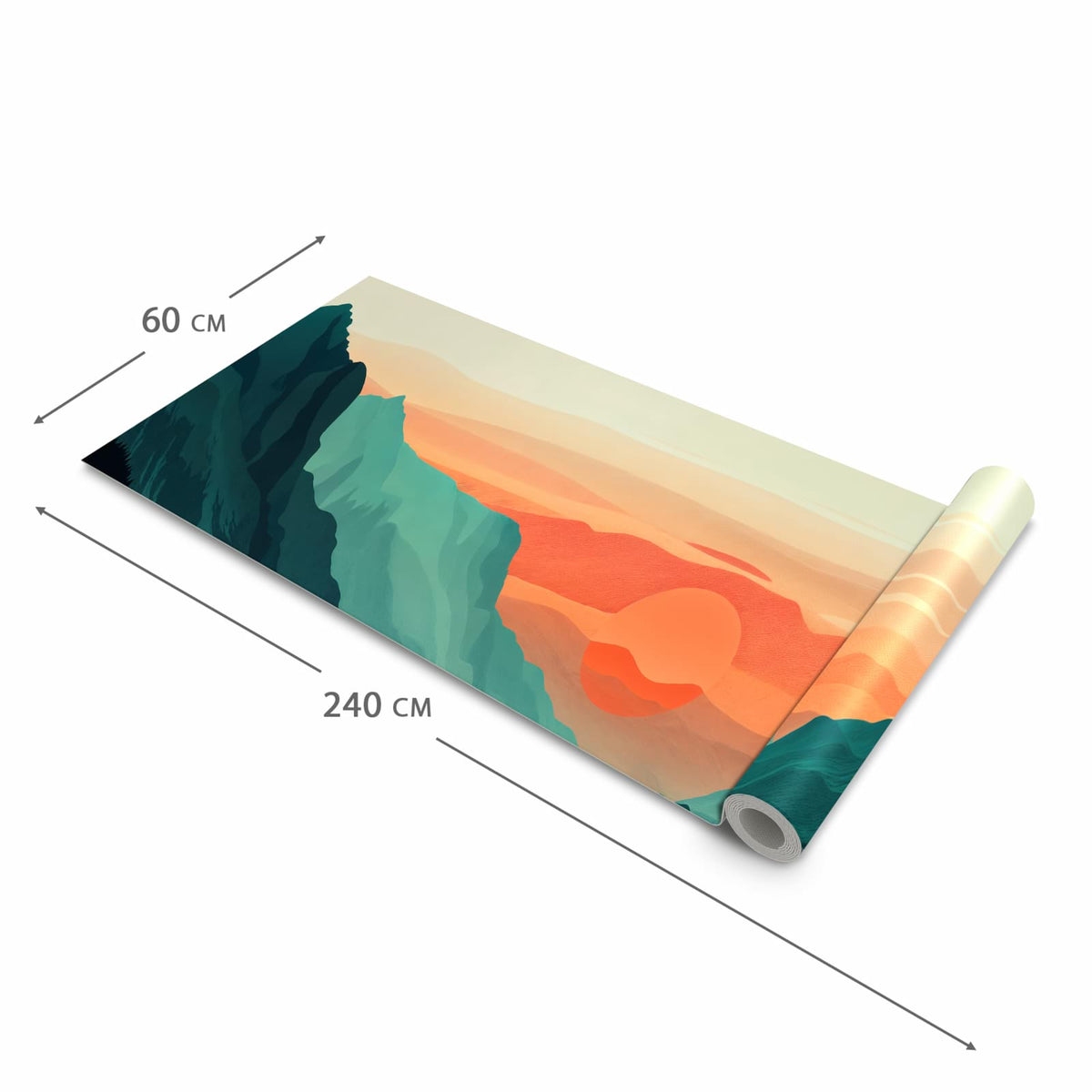 Bodenschonender Küchenteppich mit Motiv Sonnenuntergang Paddler in der Grösse 60x90 cm
