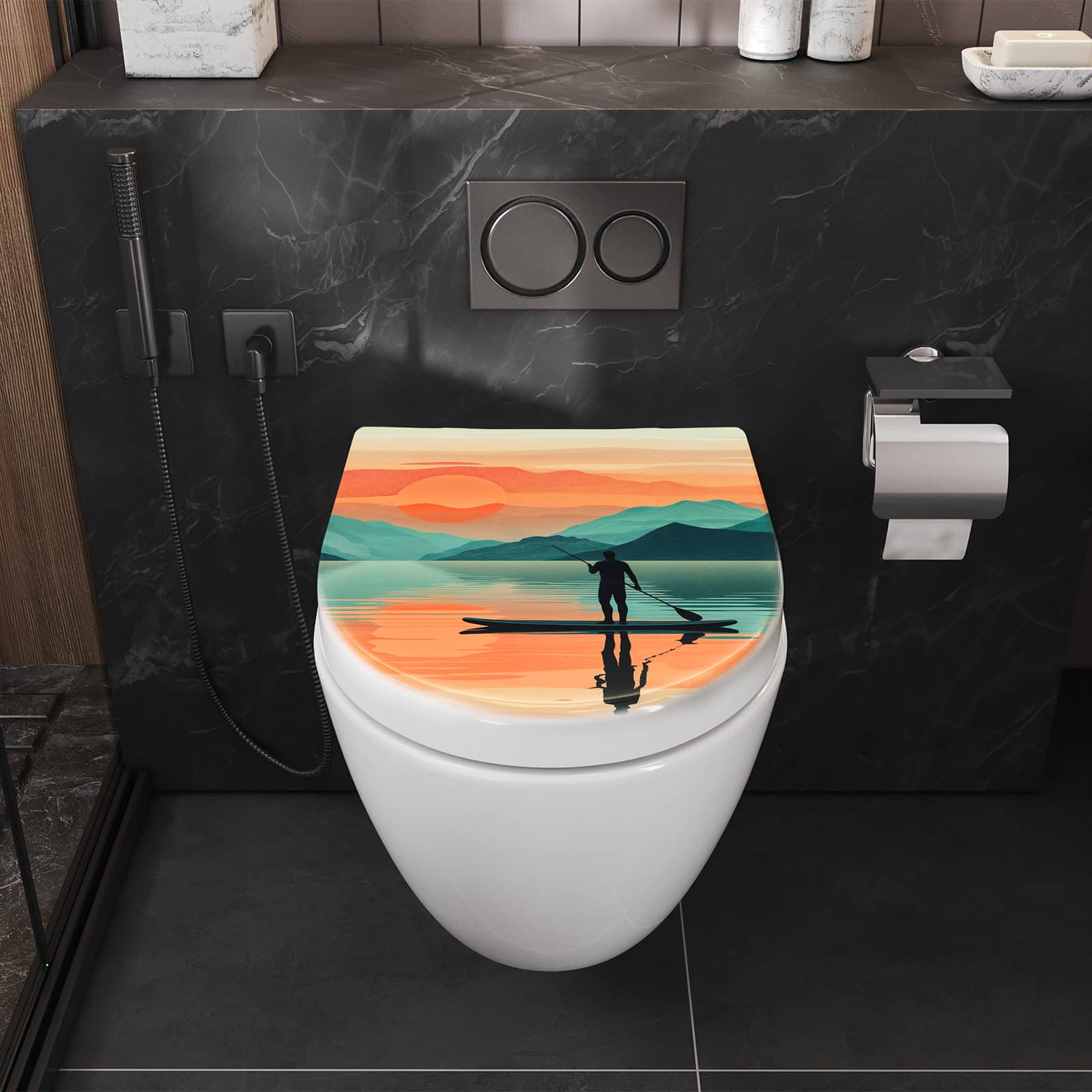 WC-Sitz mit Absenkautomatik Sonnenuntergang Paddler