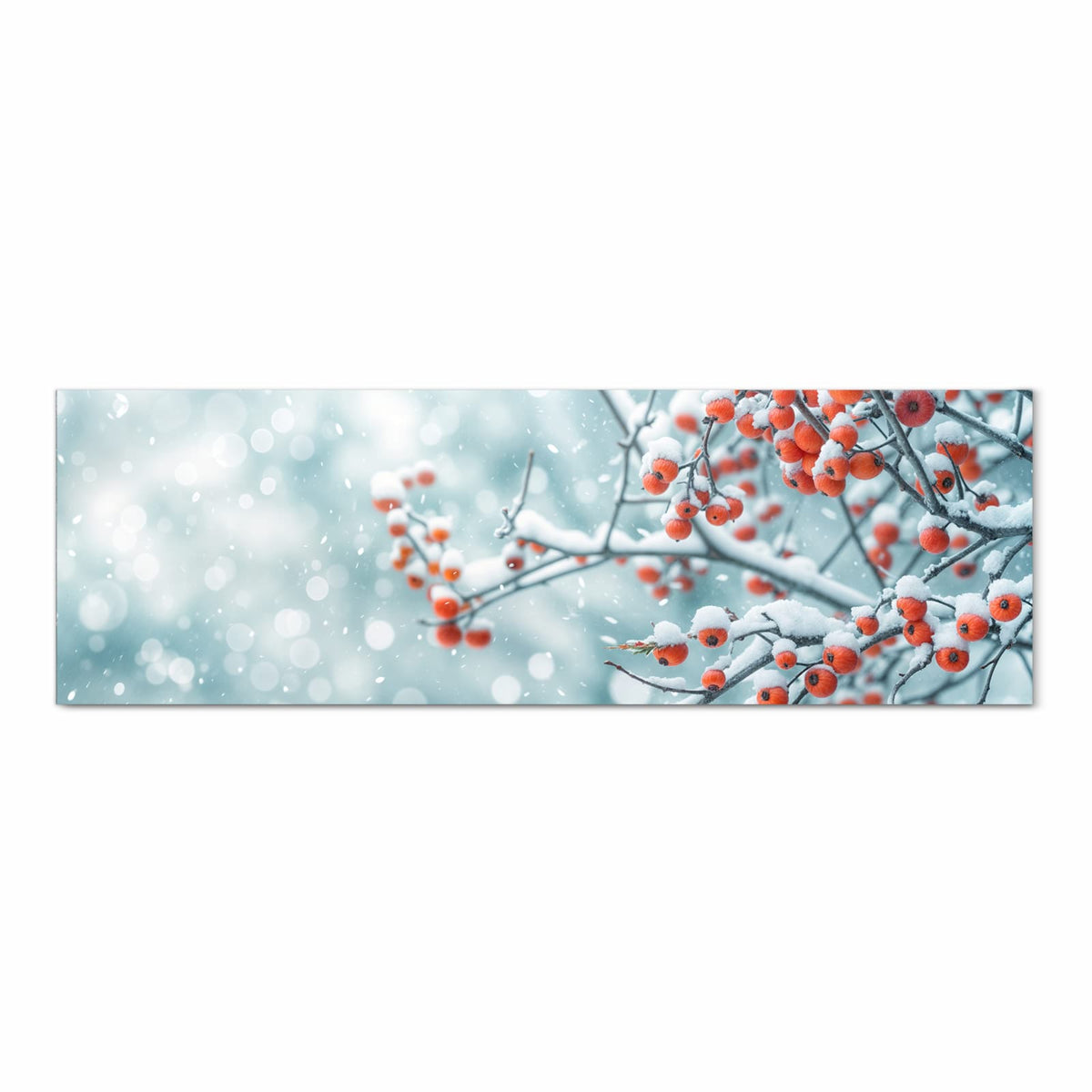 Küchenteppich mit Motiv Beeren im Schnee in Frontansicht für angenehme Haptik
