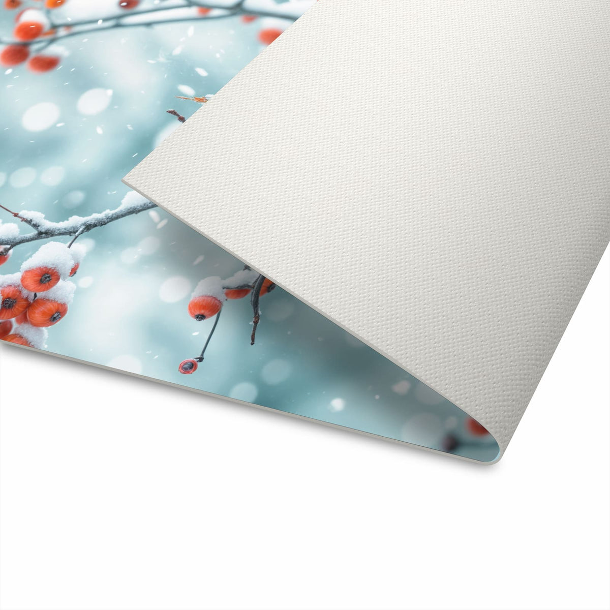 Flacher Küchenteppich mit Motiv Beeren im Schnee in der Unterseite