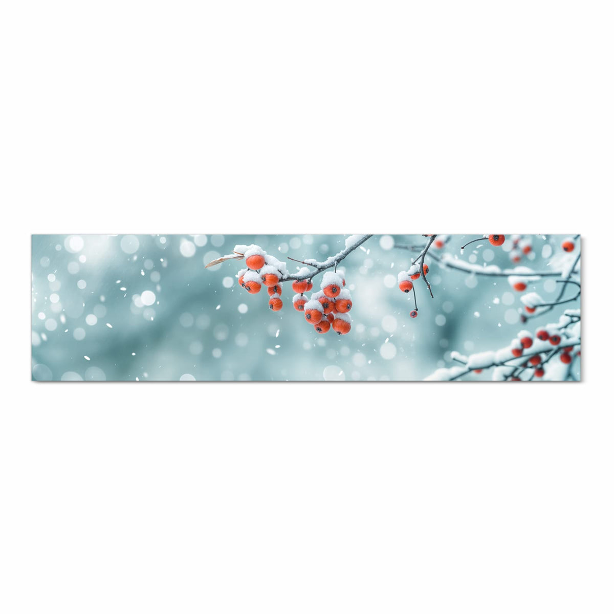 Strapazierfähiger Teppichläufer für die Küche mit Motiv Beeren im Schnee in Frontansicht