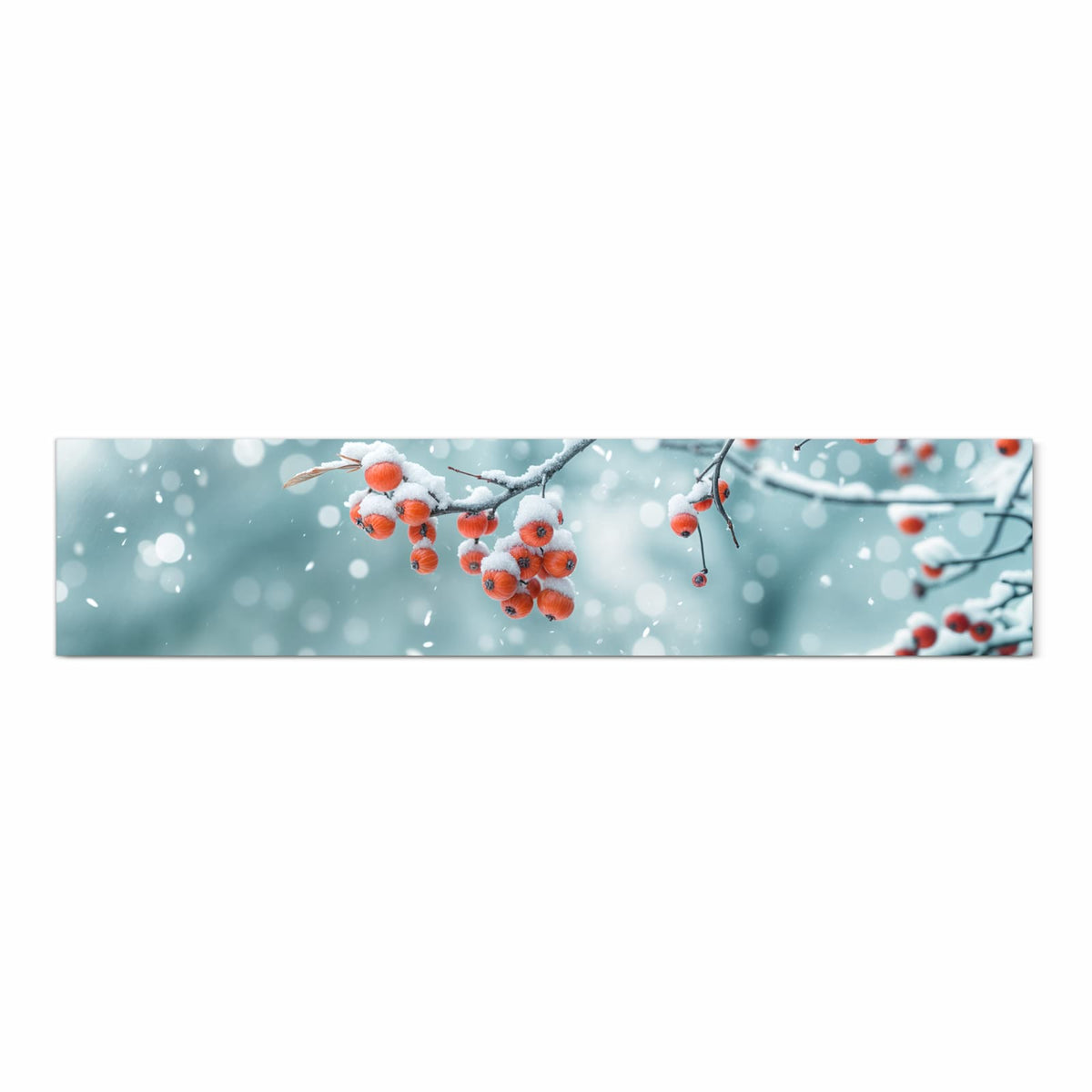 Komfortabler Küchenläufer mit Motiv Beeren im Schnee in Frontansicht