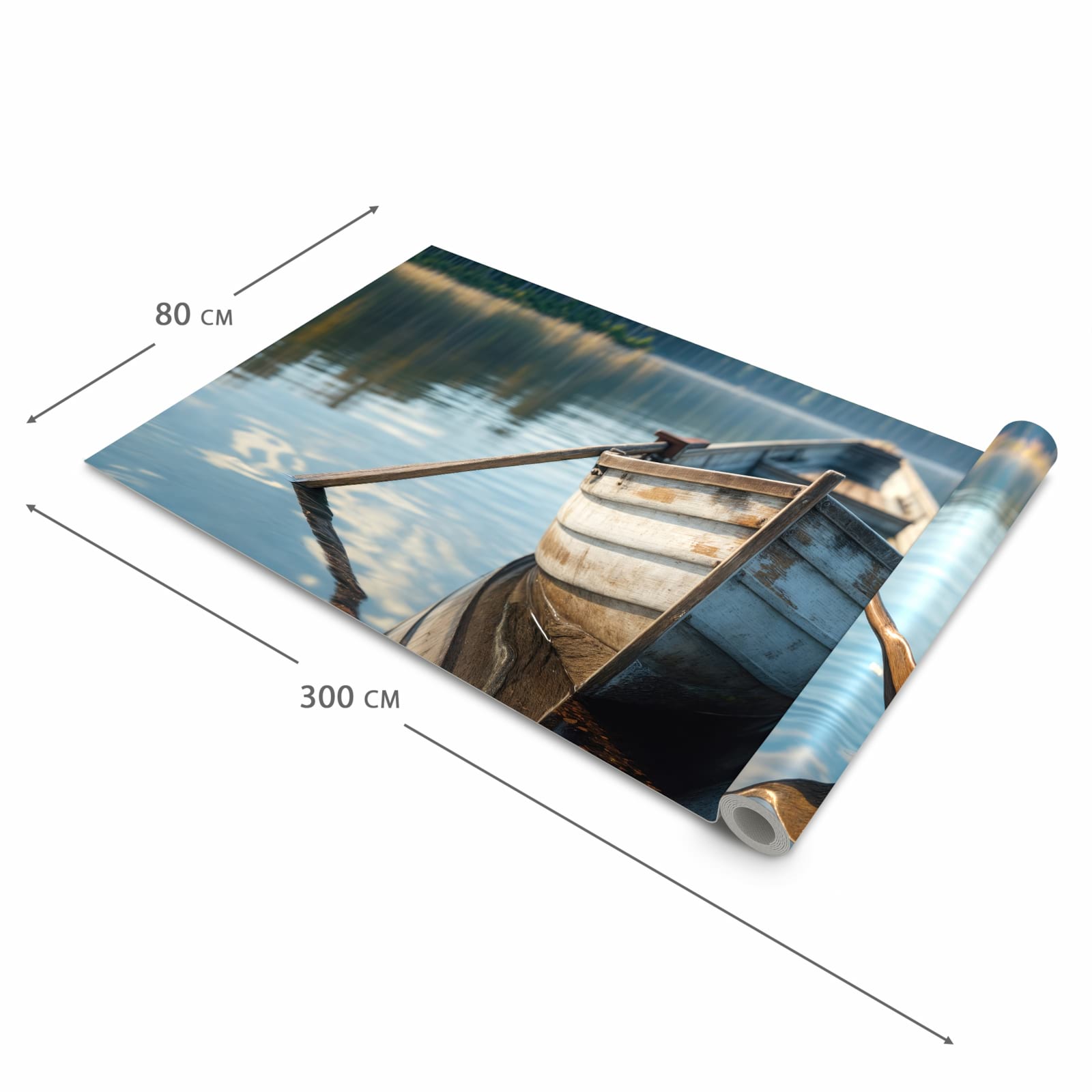 Wasserabweisender rutschfester Küchenteppich mit Motiv Boot auf See in der Grösse 60x300 cm