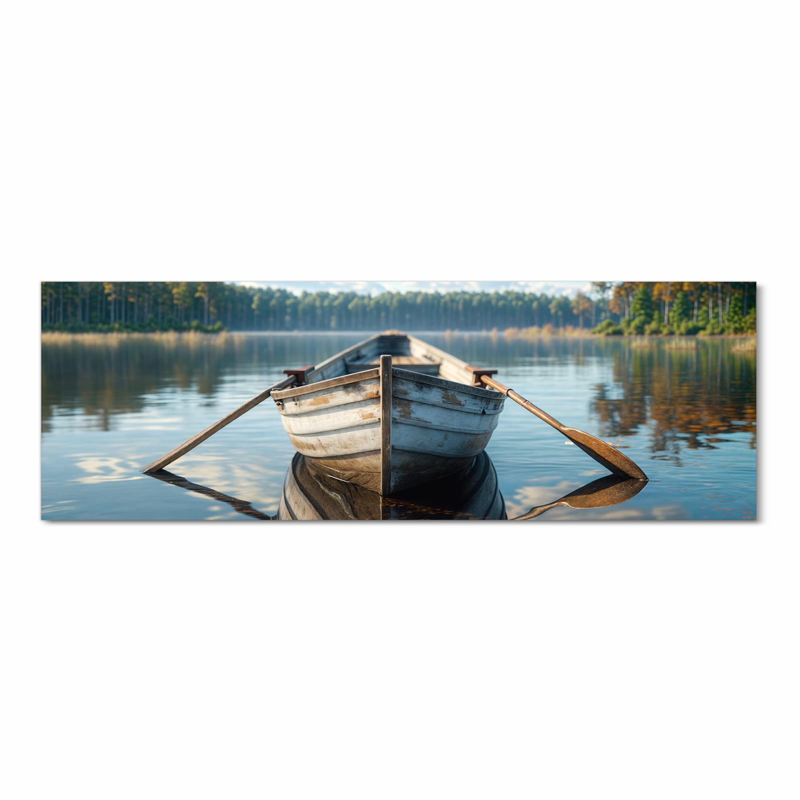 Waschbarer moderner Küchenläufer mit Motiv Boot auf See in Frontansicht