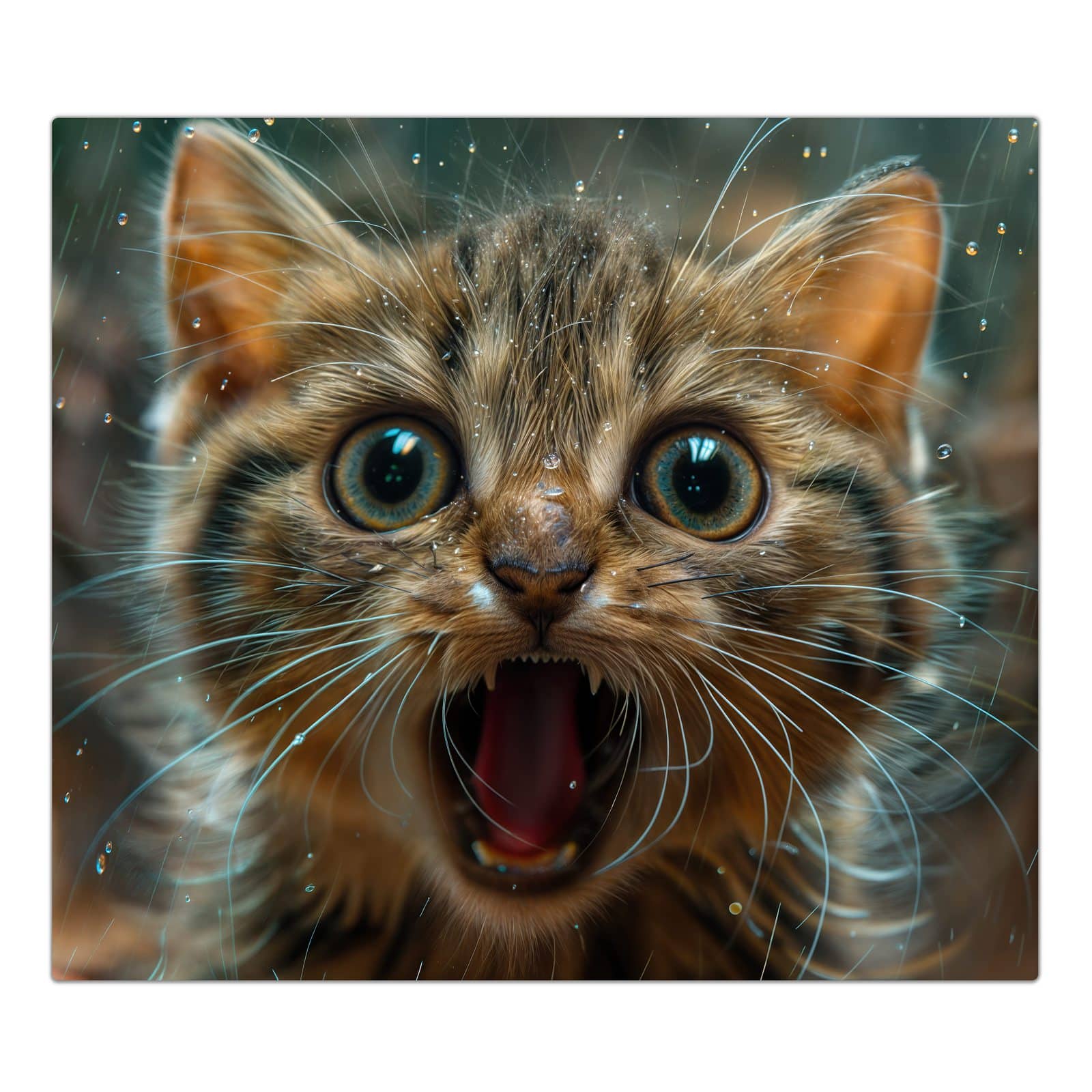 1-teilige Glasplatte für Herd mit Nasse Katze-Motiv in der Frontansicht
