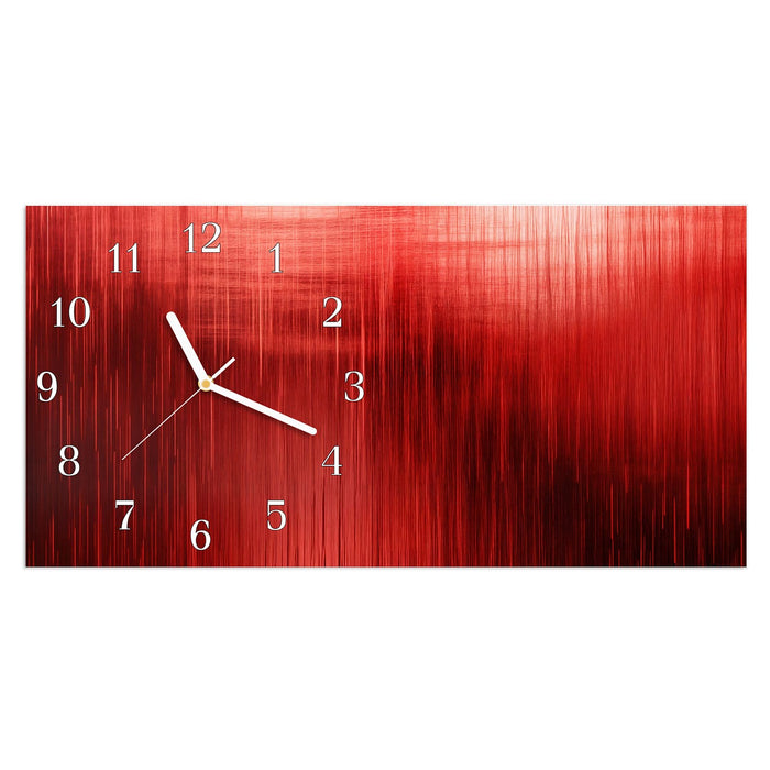 Wanduhr Rote Textur aus Glas – Querformat 60 × 30 cm mit Ziffernblatt Klassisch