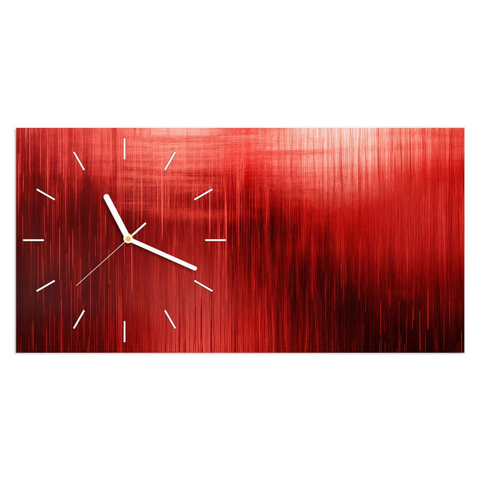Wanduhr Rote Textur aus Glas – Querformat 60 × 30 cm mit Ziffernblatt Linie