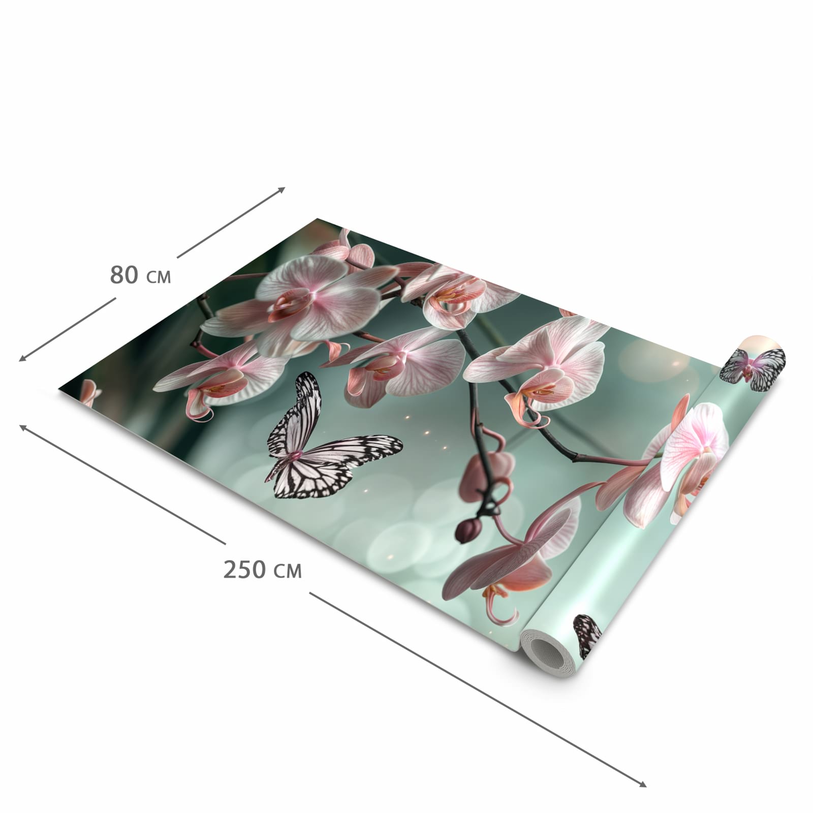 Wasserabweisender Küchenläufer mit Motiv Orchideen Schmetterling in der Größe 60x270 cm