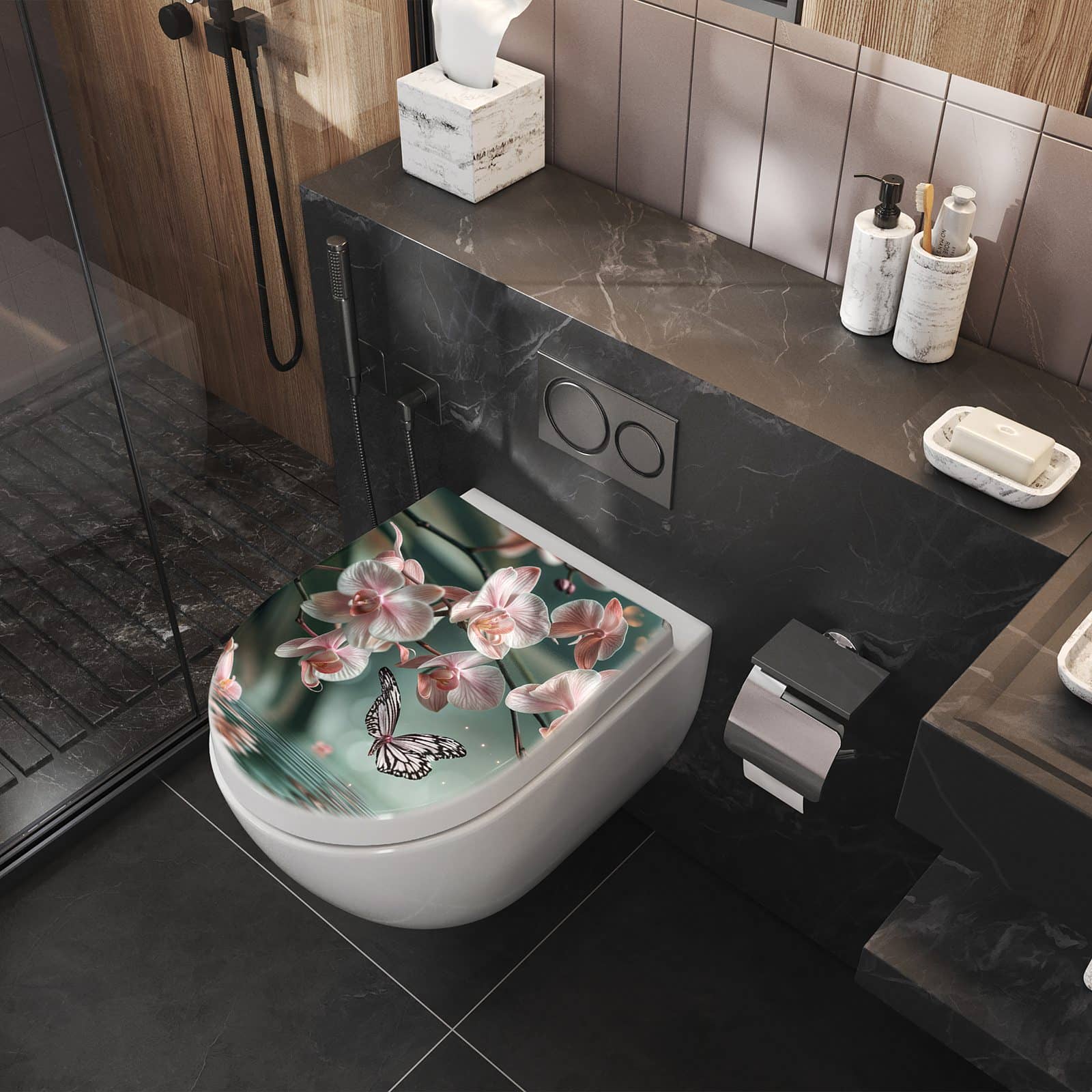 WC-Sitz mit Absenkautomatik Orchideen Schmetterling