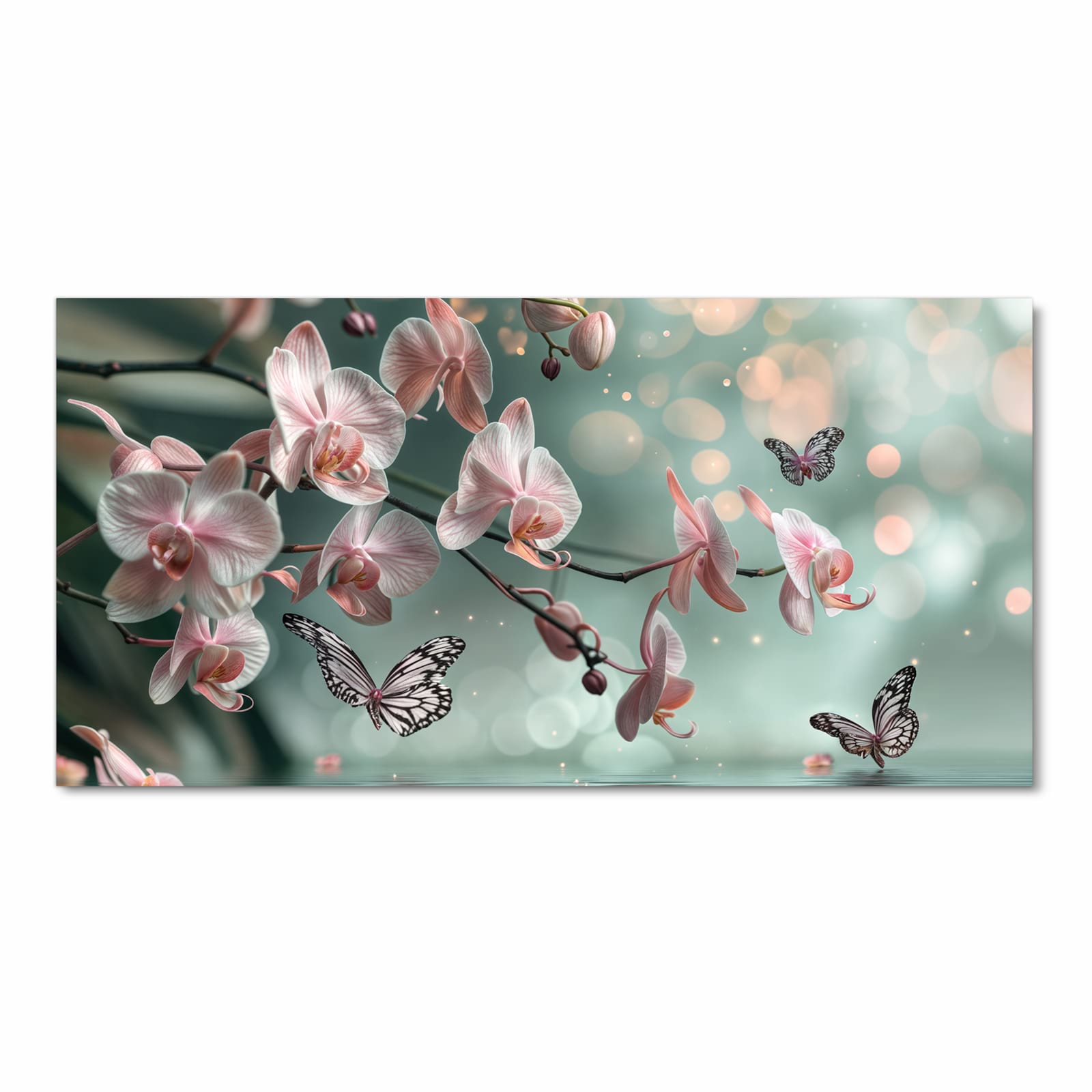 Rutschfester Küchenteppich mit Motiv Orchideen Schmetterling in Frontansicht schützt den Boden