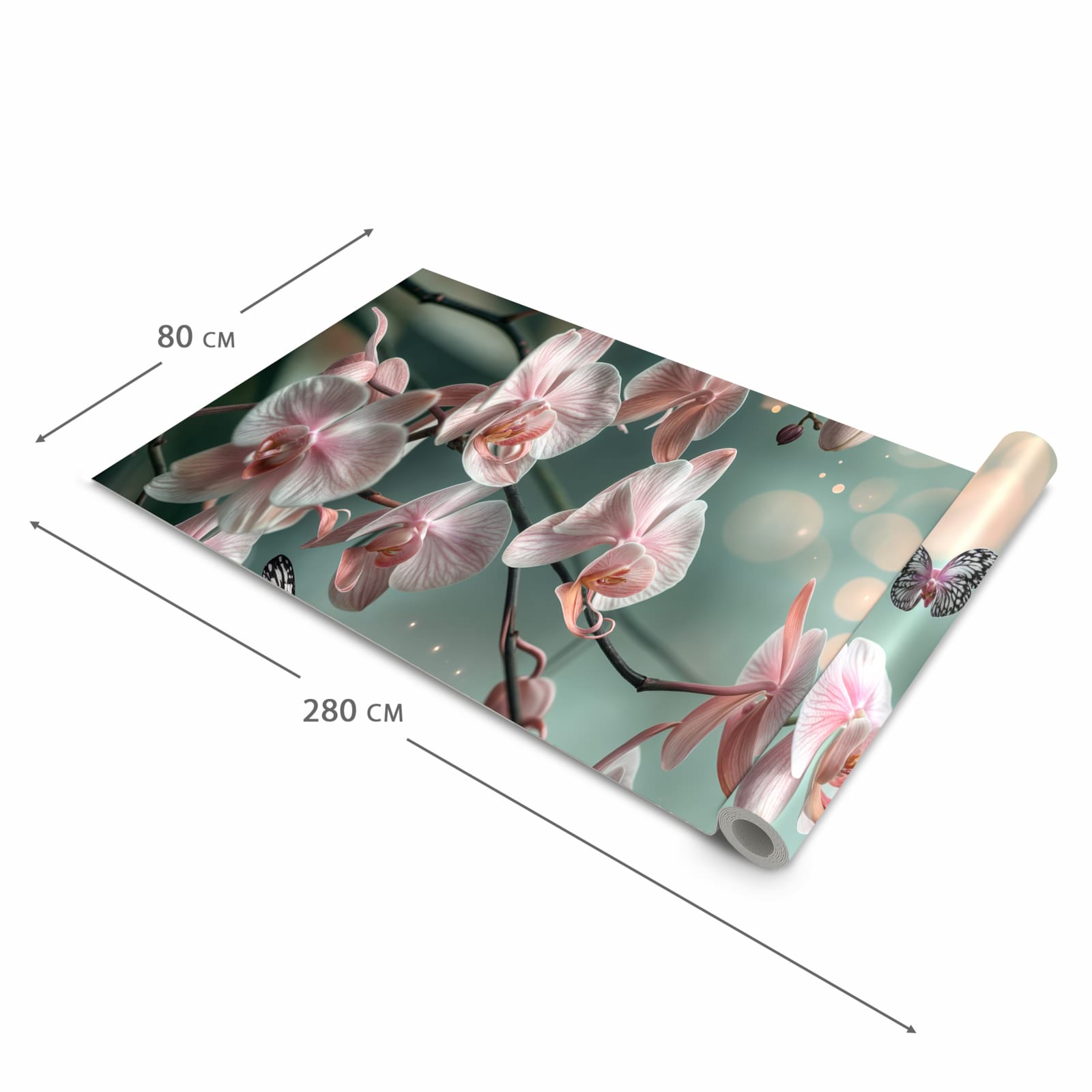 Fleckenresistenter Küchenläufer mit Motiv Orchideen Schmetterling in der Grösse 60x270 cm