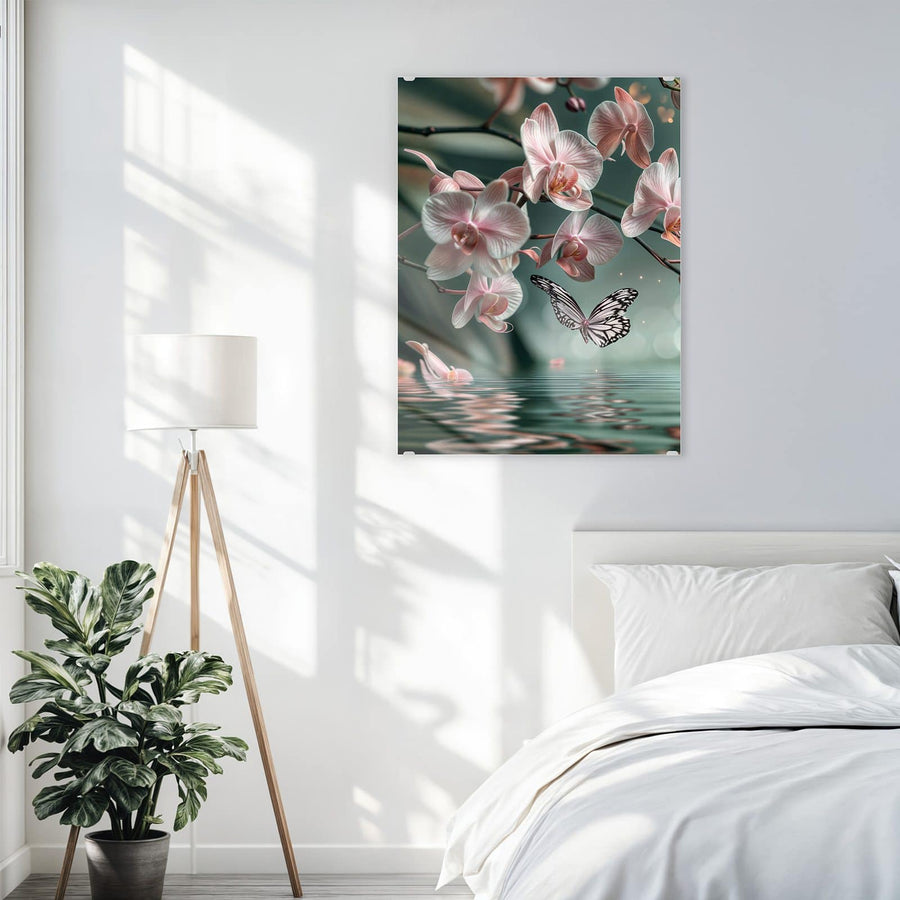 Maße Wandbild - Orchidee am Wasser - Hochformat