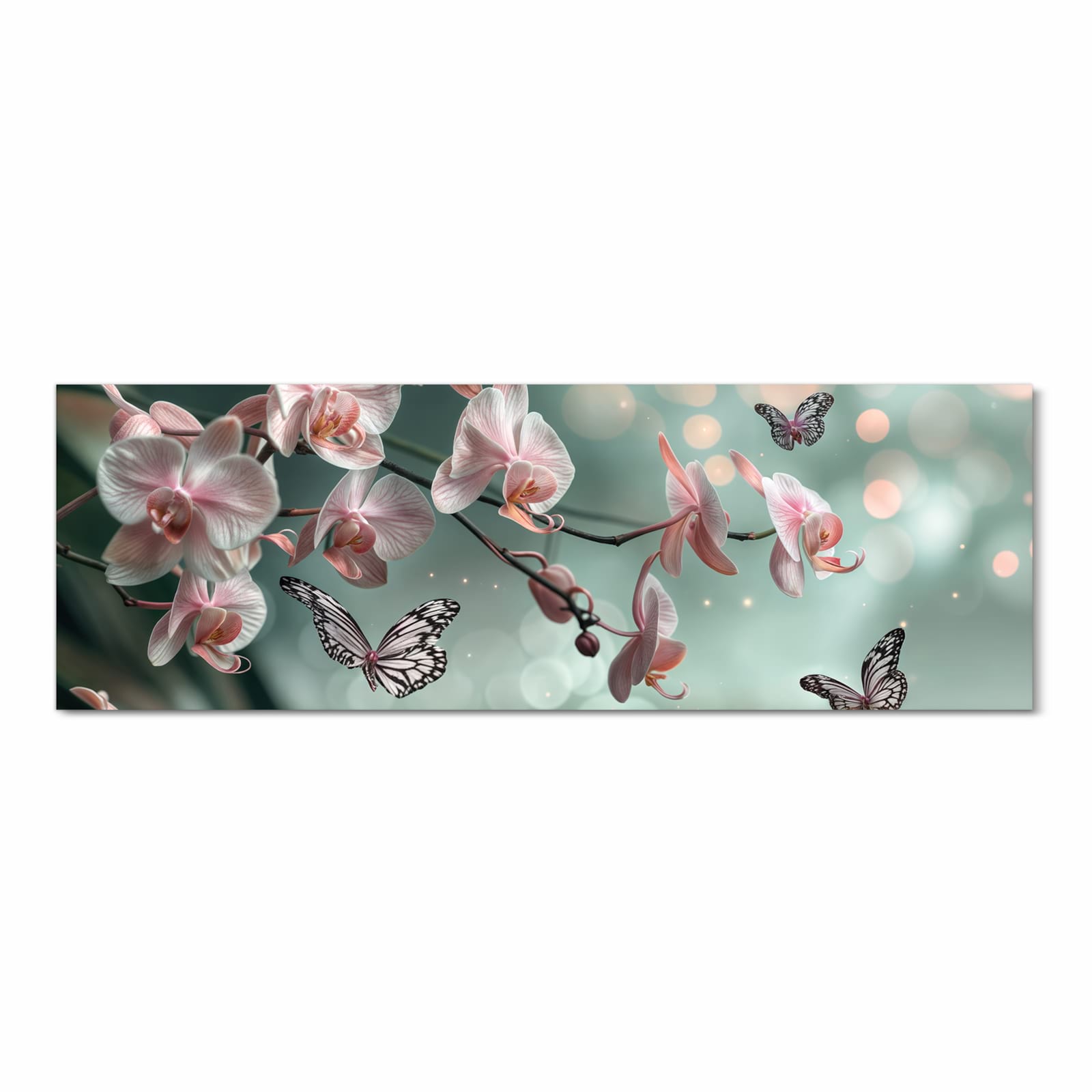 Bodenschonender Bodenläufer Teppich mit Motiv Orchideen Schmetterling in Frontansicht