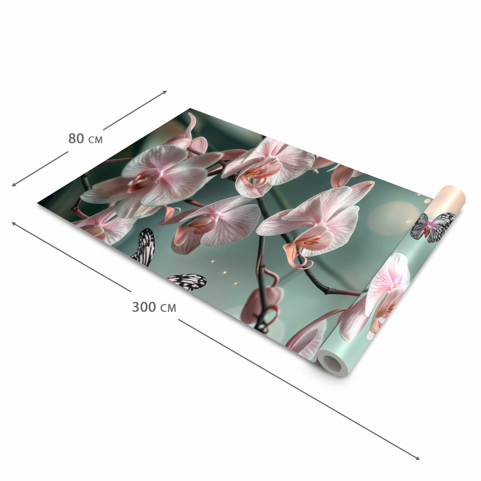 Schmutzabweisender Küchenvorleger mit Motiv Orchideen Schmetterling in der Größe 60x270 cm