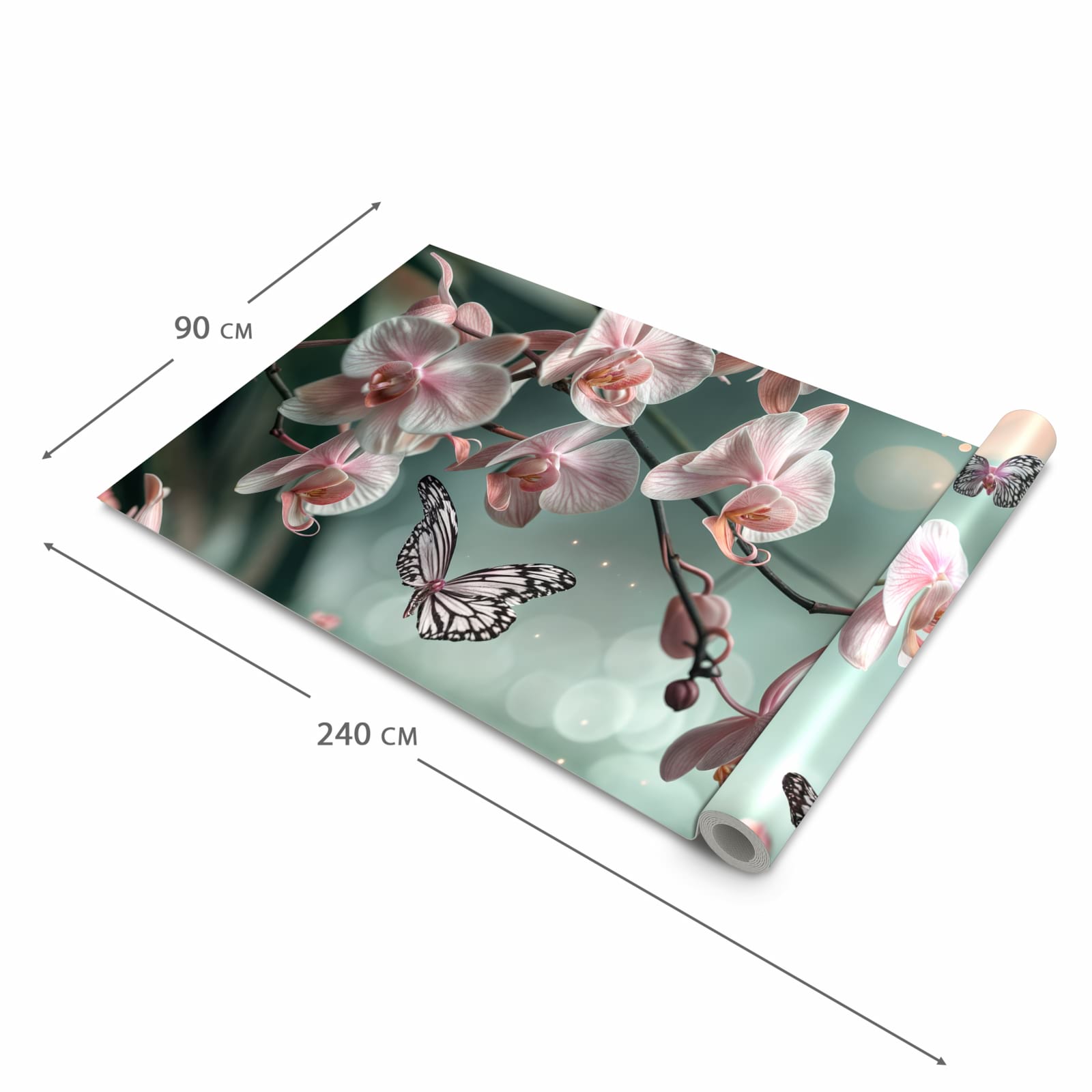 Langlebiger Küchenläufer mit Motiv Orchideen Schmetterling in der Grösse 60x270 cm